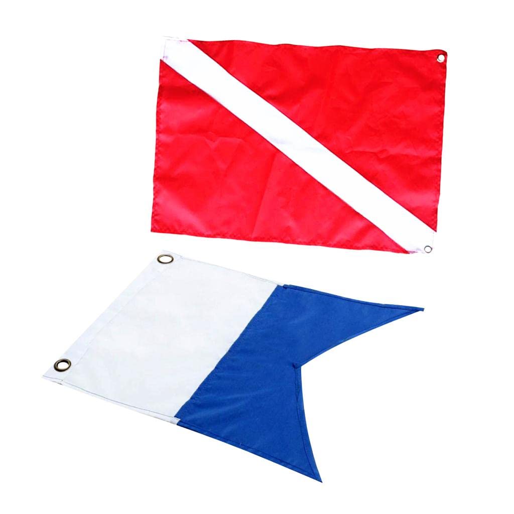 Tachiuwa 2-Pack Nylon Dive Flag for Scuba Diving & Snorkeling - High Visibility Safety Marker for Boats, Kayaks, and Water Sports