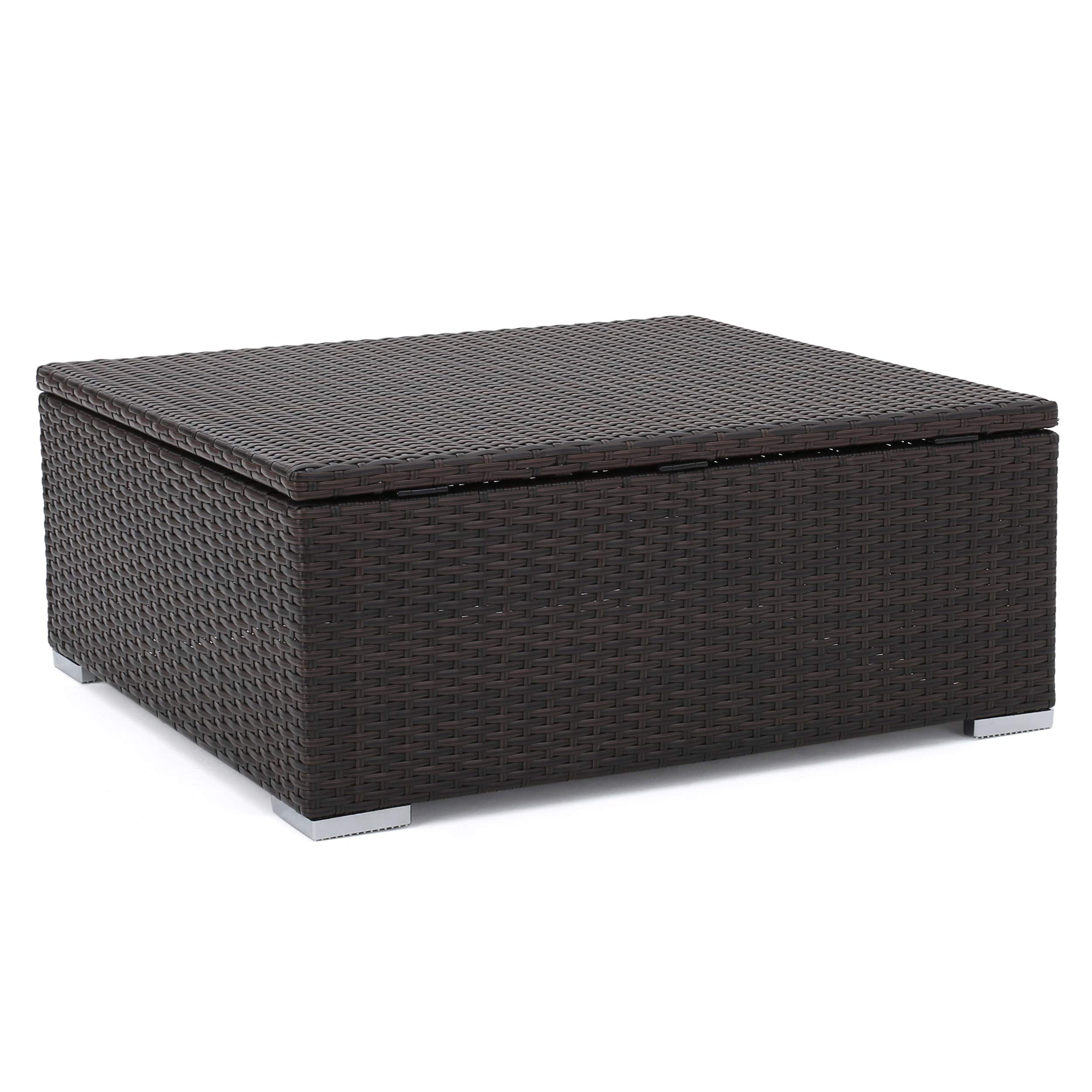 Christopher Knight Home Santa Rosa Outdoor Wicker Coffee Table with Storage - Weather-Resistant Multibrown Rattan Side Table for Patio, Garden, Poolside & Backyard Decor