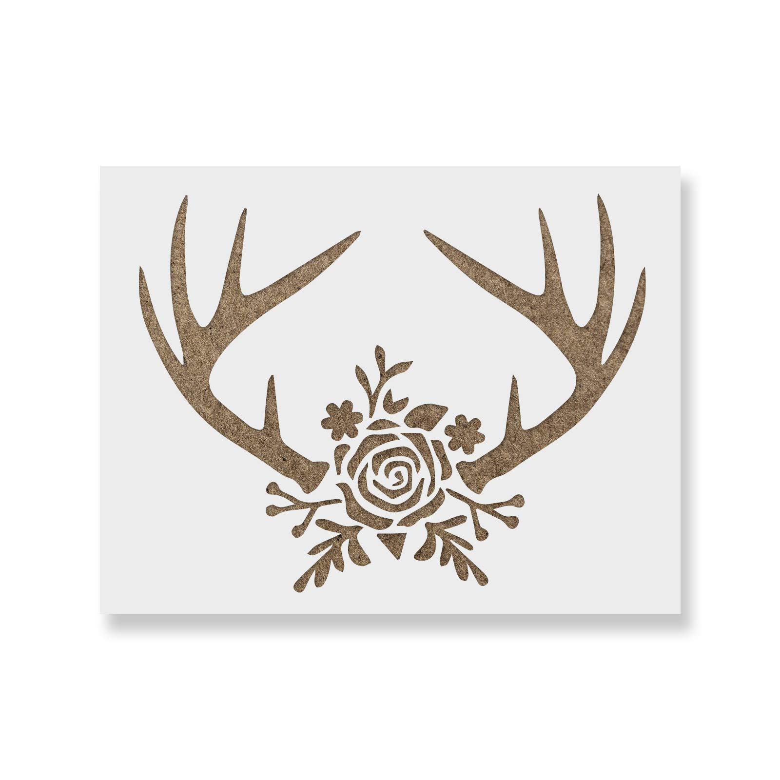 Rose Antlers Stencil - DIY Animal & Floral Painting Template for Wall Art, Canvas, and Home Decor | Easy-to-Use Reusable Stencil for Creative Projects