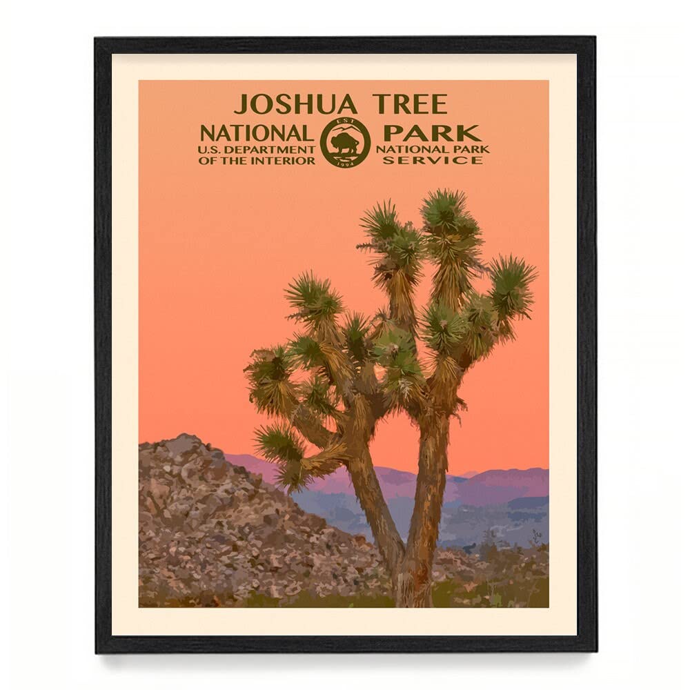 Joshua Tree National Park WPA Style Travel Poster - 16x20 Framed Wall Art Print for Home Décor, Housewarming Gift | Perfect for Living Room, Office & Dorm Room Decor