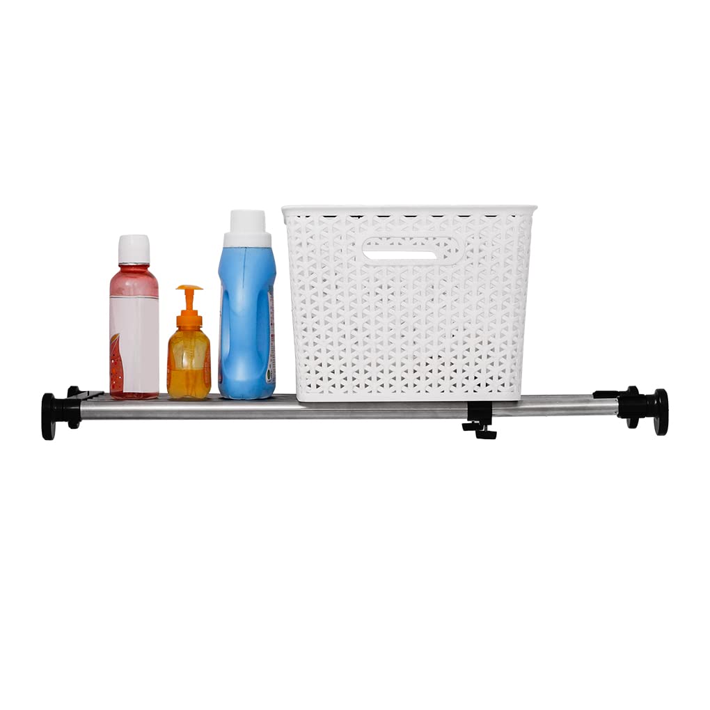 DAHOOMII 2 Pack Adjustable Closet Shelf Divider Tension Rod - Expandable Clothes Storage Hanger & Coat Rack Organizer - Stainless Steel Space Saver for Wardrobe, Closet & Cabinet Organization - Perfect for Small Spaces & DIY Home Storage Solutions (Black)