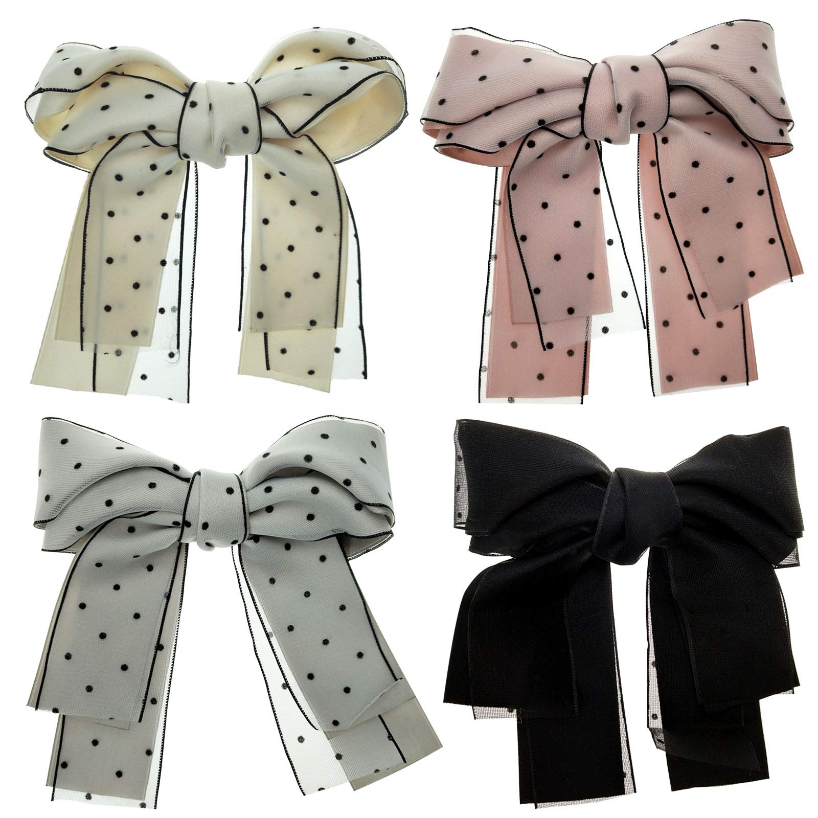 4 Pack Large Bow Hair Clips for Women and Girls - Elegant Hair Bow Knot Barrettes & Hair Accessories for Parties, Weddings, and Everyday Style