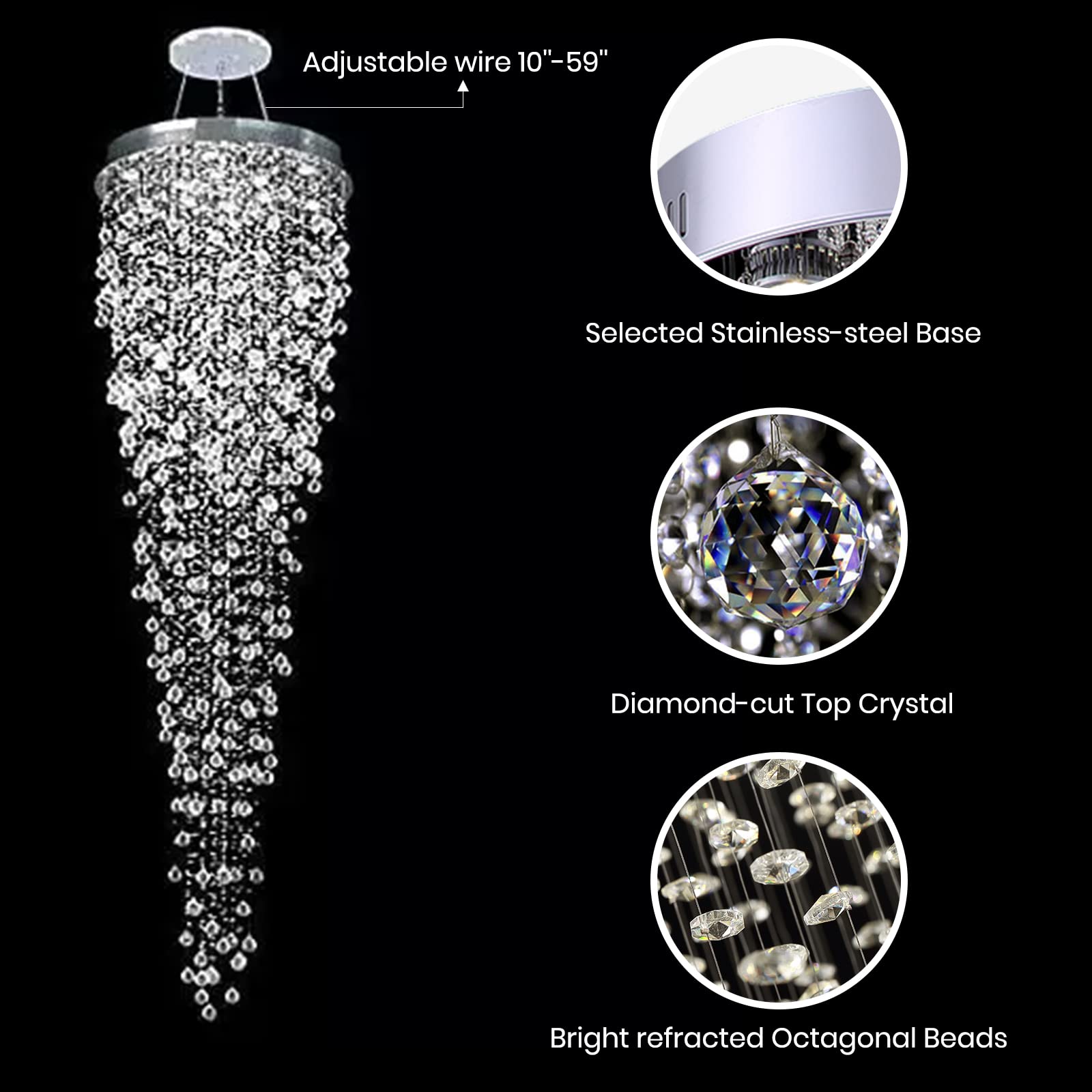 Luxury Modern Large Crystal Chandelier for High Ceilings - 32