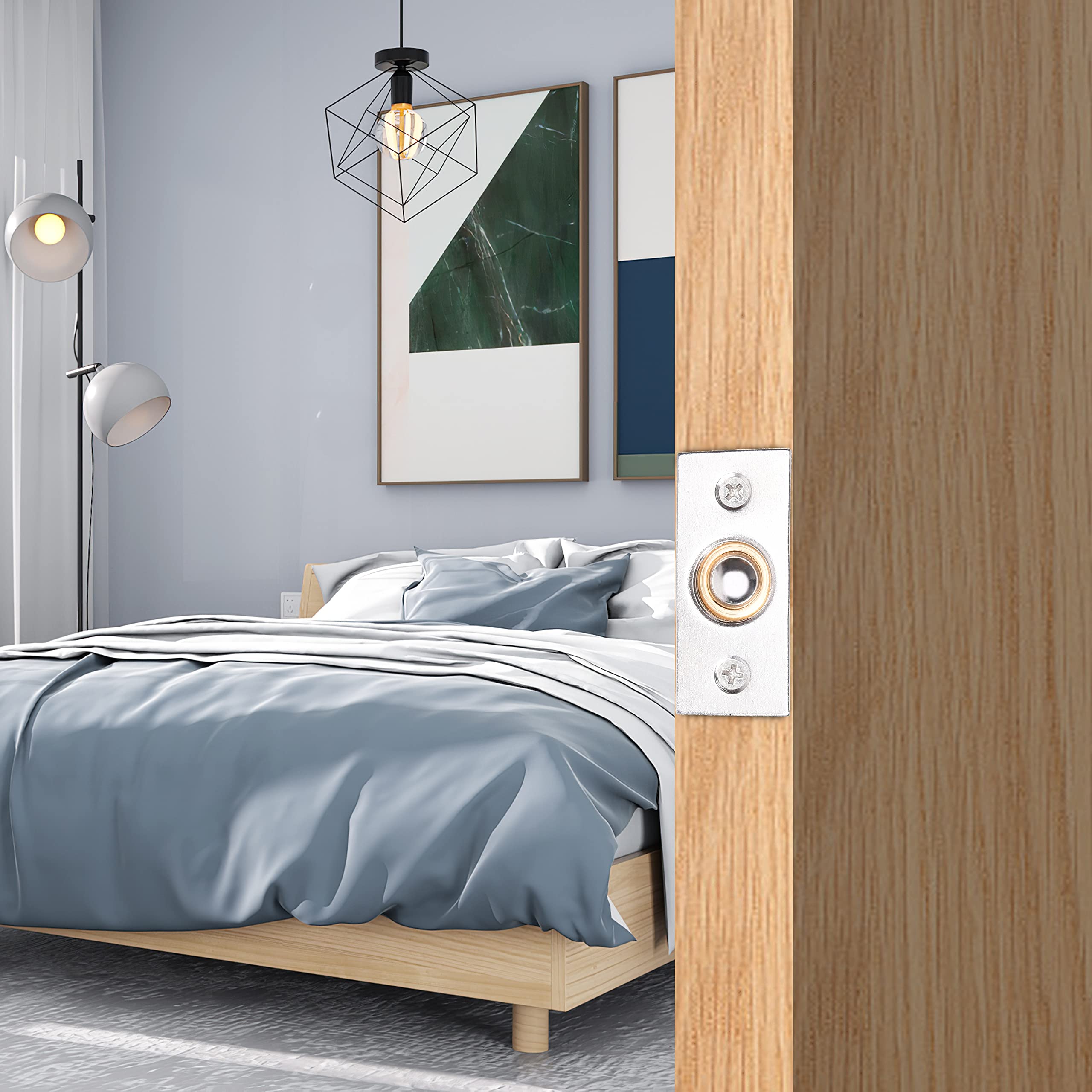 Eco-Fused Adjustable Door Ball Catch - Brushed Nickel Ball Bearing Hardware with Spring - Universal Fit for Most Doors - Perfect for Closets, Kitchen Cabinets & French Doors - Durable Home & Office Use
