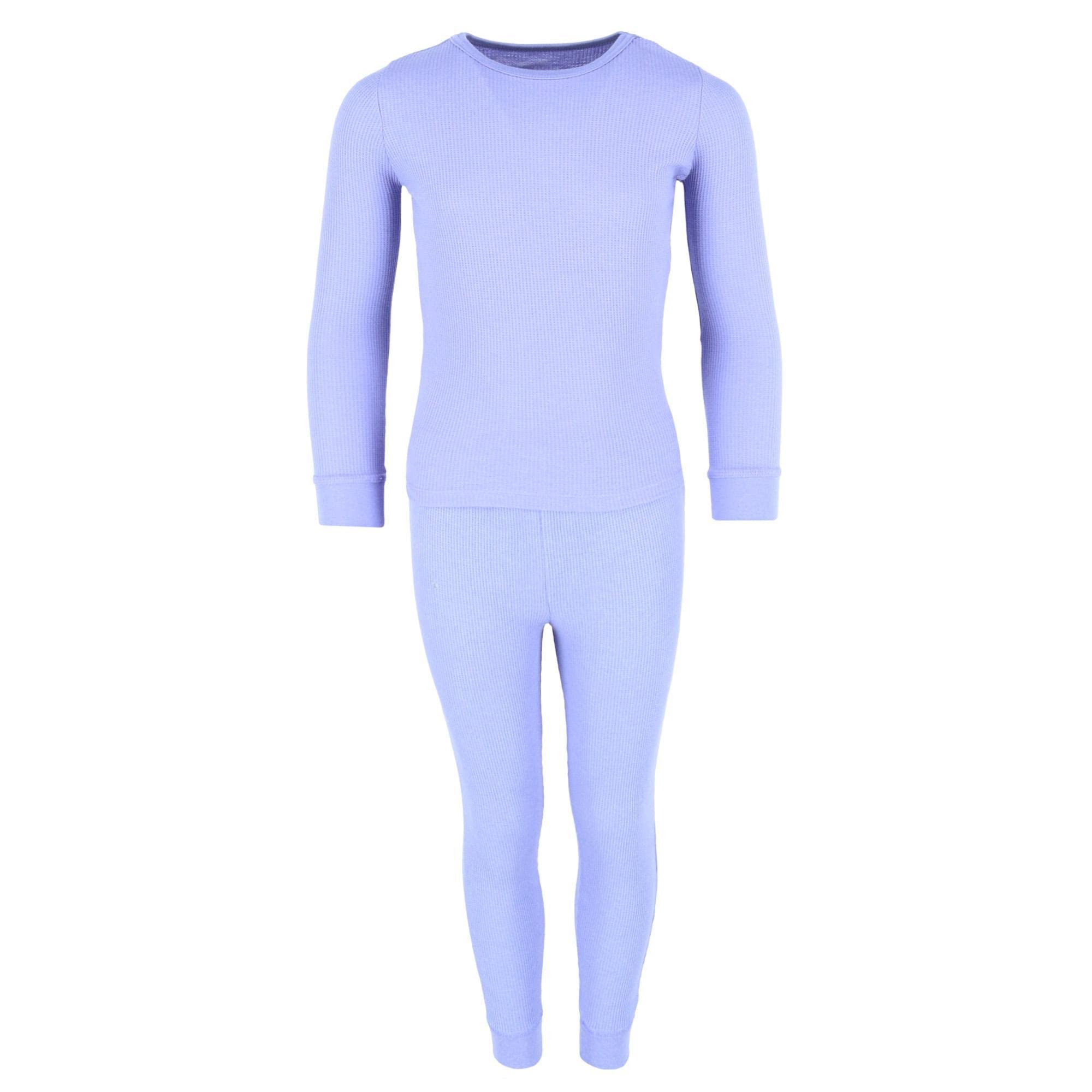 Rene Rofe Girls' Waffle Thermal Long Underwear Set - 2-Piece Fleece-Lined Base Layer for Cold Weather | Perfect for Winter Sports, Snow Play & Outdoor Activities