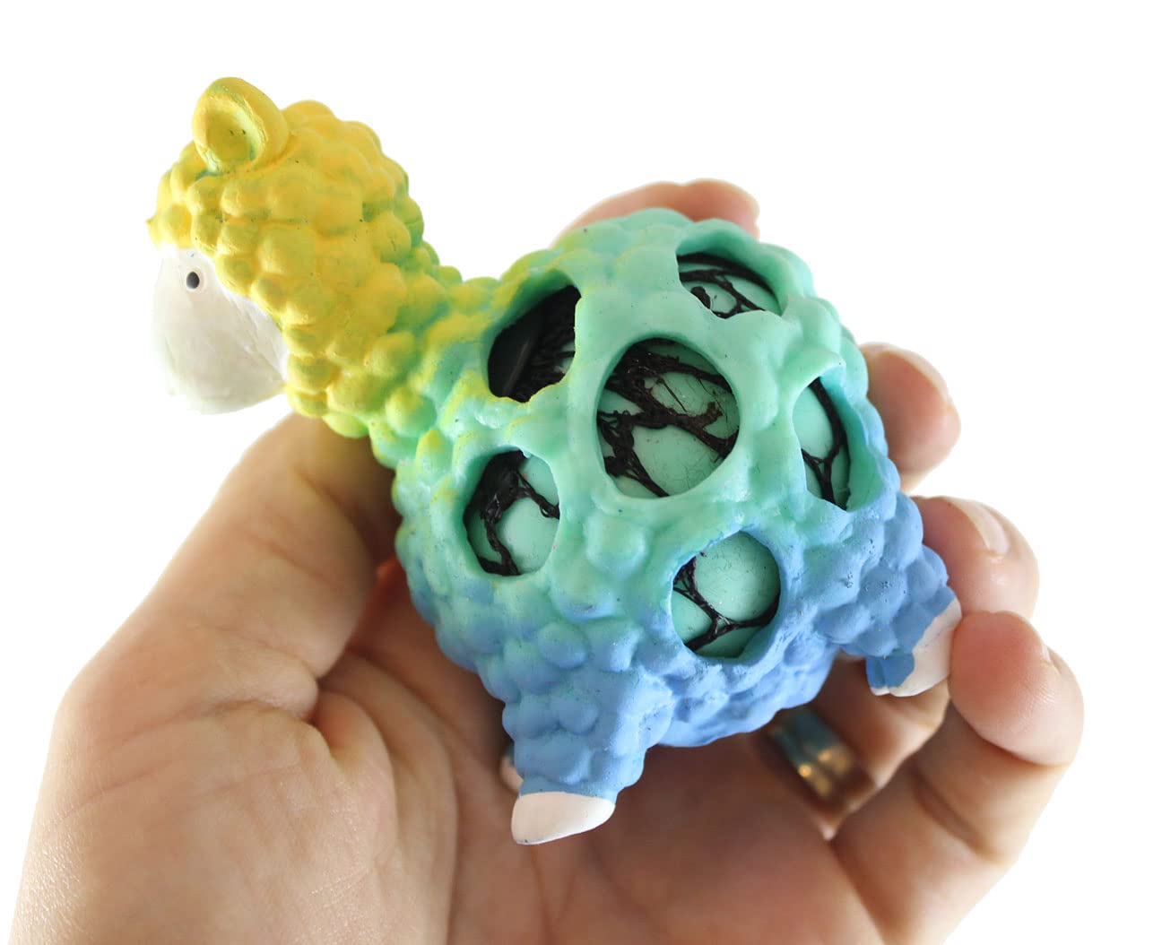 4 Pack Rainbow Alpaca Squishy Stress Balls - Color Changing Gel Doh Blob with Soft Web Mesh | Fidget Toys for Anxiety Relief & Sensory Play | Perfect for Kids, Adults, Office & Classroom Use