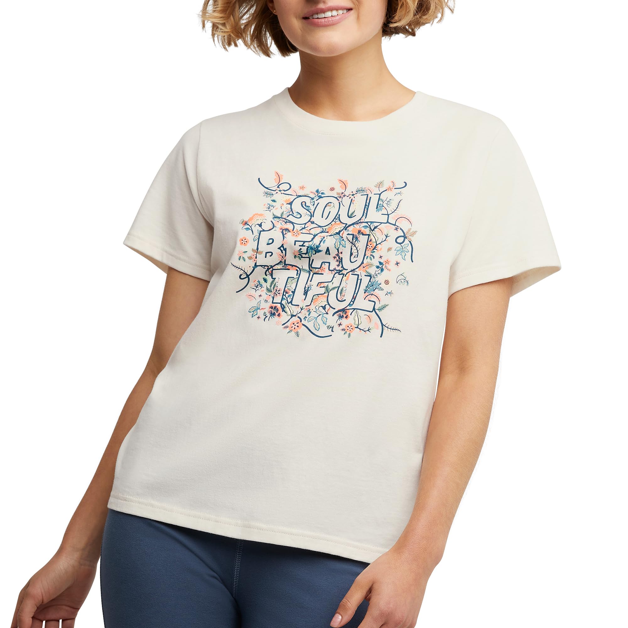 Hanes Women's Originals Graphic Cotton T-Shirt - Soft Comfortable Plus Size Tees for Casual Wear, Lounge & Everyday Outfits