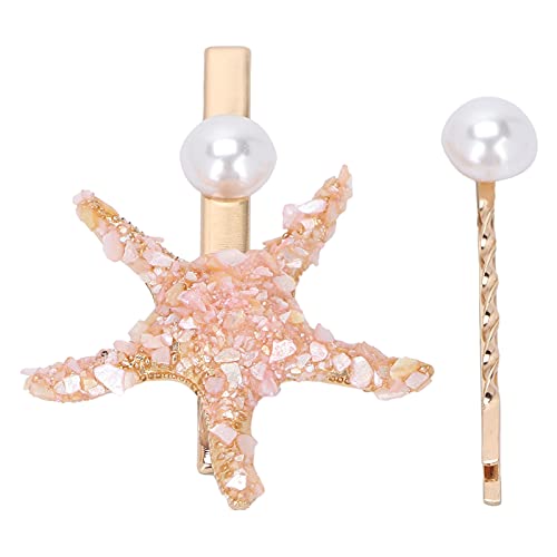 Starfish Shell Hair Clips Set - False Pearl Starfish Hair Accessories for Women, Beach Wedding Party Hairpins for Thick & Long Hair (Light Pink) | Perfect for Summer Vacations, Bridal Showers & Boho Fashion Styles