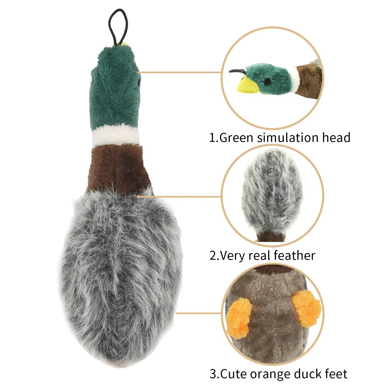 JKW Plush Mallard Duck Squeaky Dog Chew Toy for Large Dogs - 15 Inch Durable Soft Duck Toy for Aggressive Chewers - Perfect for Fetch, Training & Playtime in Backyard or Park