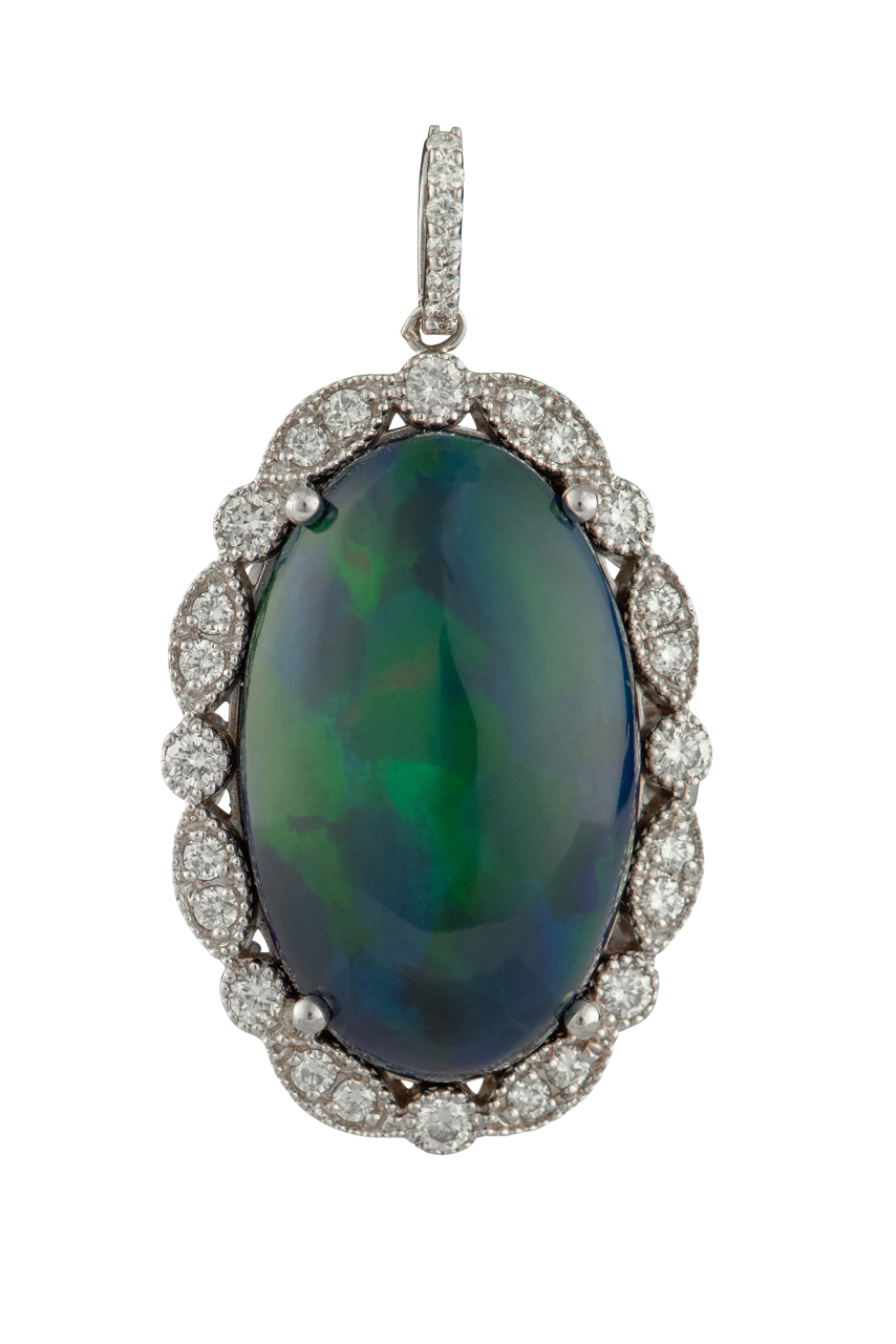 Exquisite Opal & Diamond Pendant Necklace - 925 Sterling Silver Jewelry for Women | Perfect Gift for Birthday, Anniversary & Valentine's Day | Elegant Everyday Wear & Special Occasions