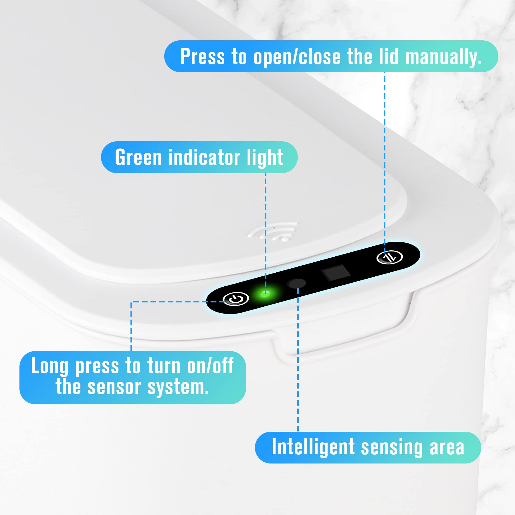 Automatic Motion Sensor Trash Can with Lid - 2.6 Gallon Touchless Garbage Bin, Smart Slim Plastic Waste Basket for Bathroom, Kitchen, Office, RV, Bedroom & Living Room - Hands-Free Convenience for Hygiene & Small Spaces