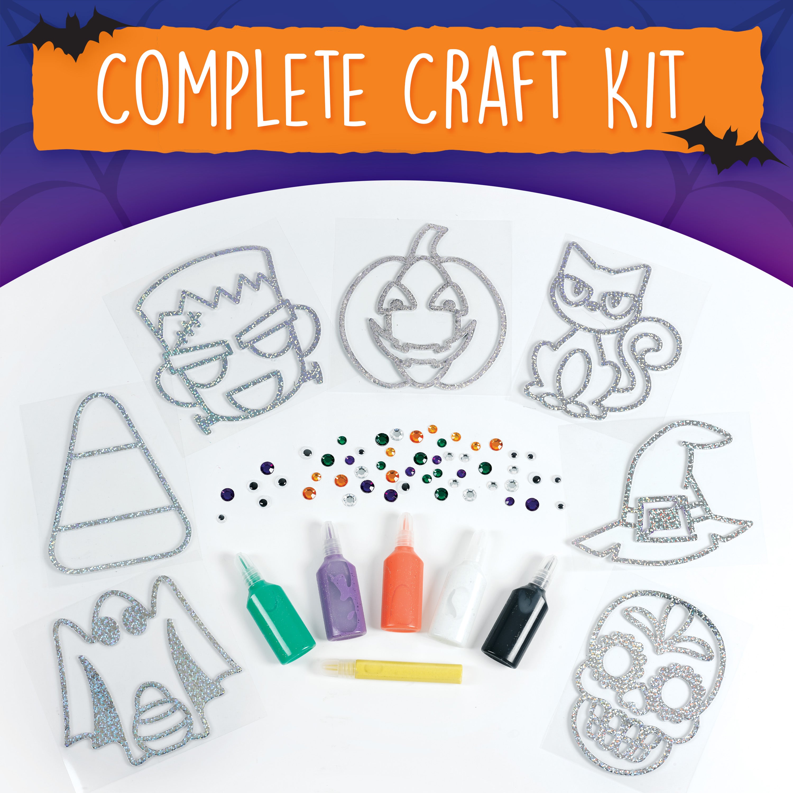 Creativity for Kids Halloween Sparkle Window Art Kit - DIY Spooky Crafts for Kids Ages 6-12 | Fun Window Decorations for Halloween Party, Classroom & Home Decor