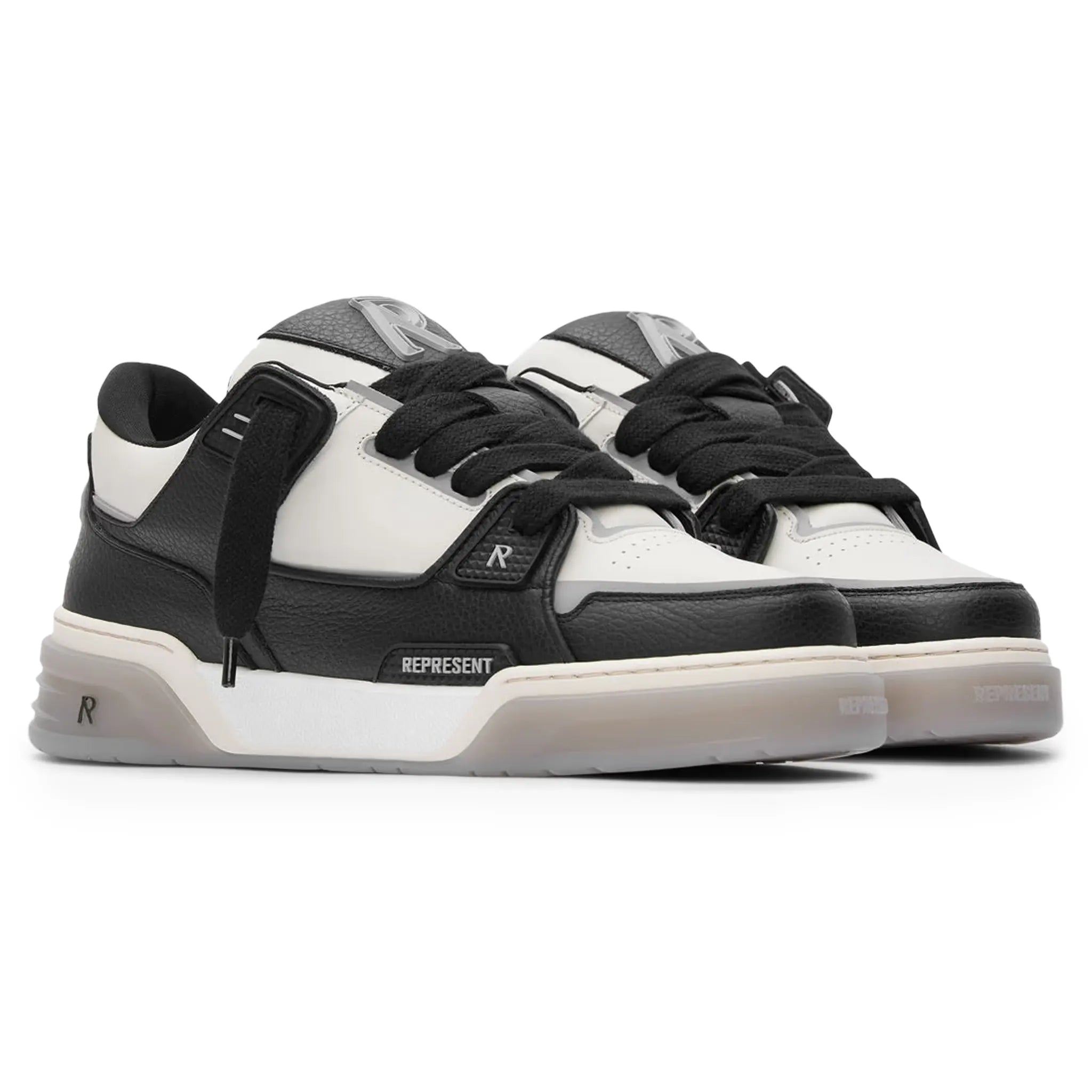 Represent Studio Black Vintage White Sneakers - Classic Retro Style for Men & Women | Perfect for Casual Wear, Street Fashion & Everyday Outfits