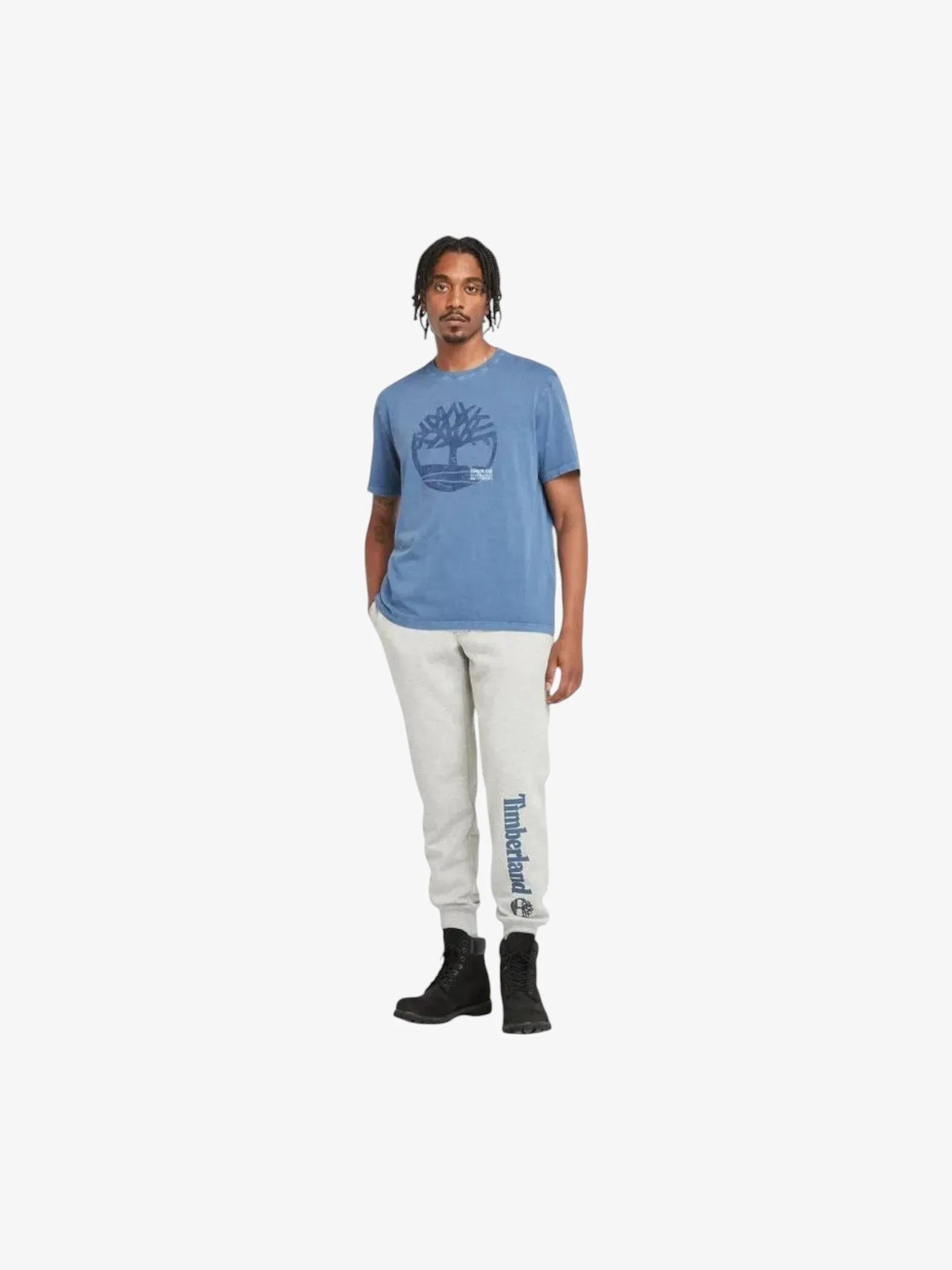 Timberland Logo Graphic Blue T-Shirt for Men - Casual Comfort Fit Cotton Tee - Perfect for Outdoor Adventures & Everyday Wear