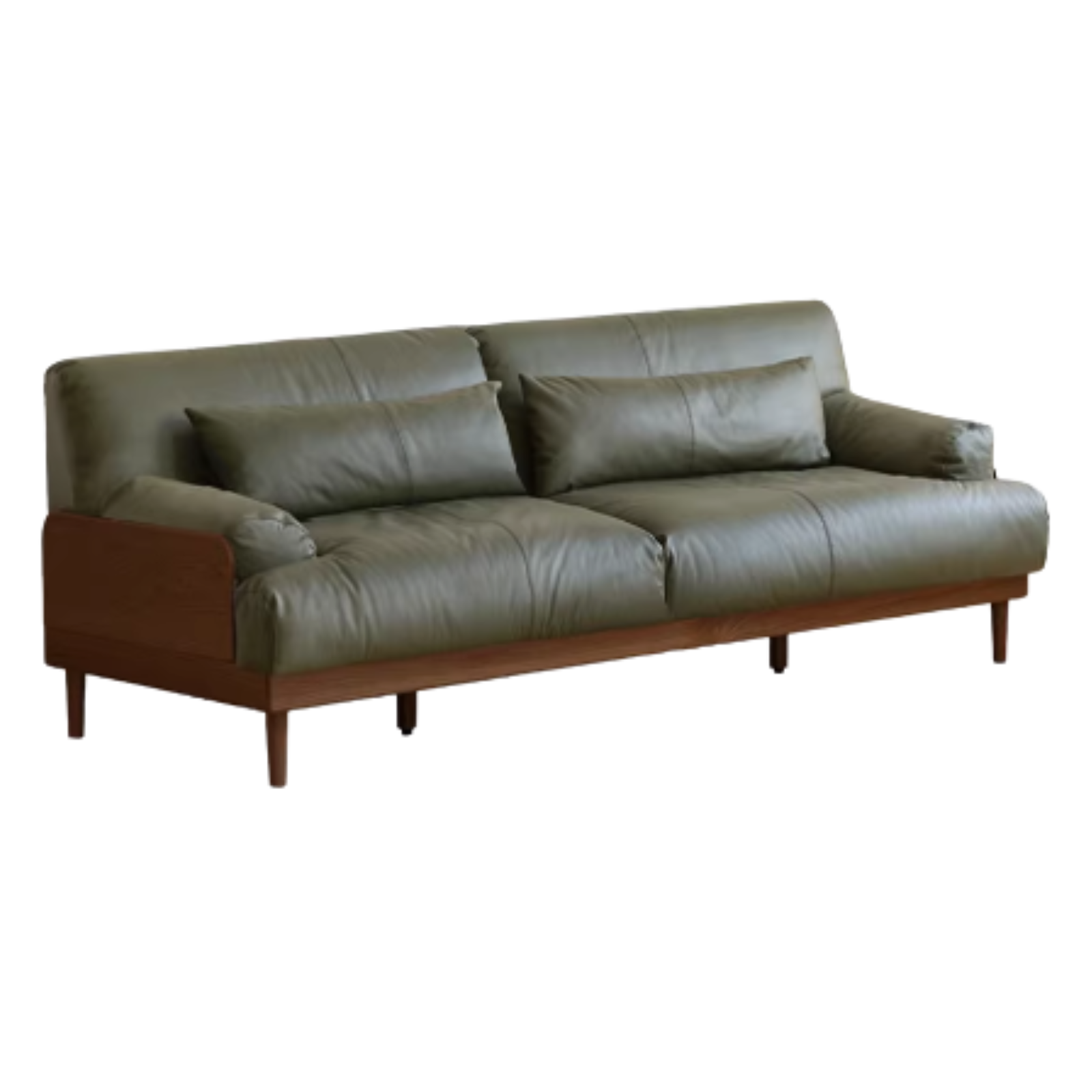 88.1x40.1x29.9 inch/ 224x102x76 cm / Walnut color / Oak Leather dark green