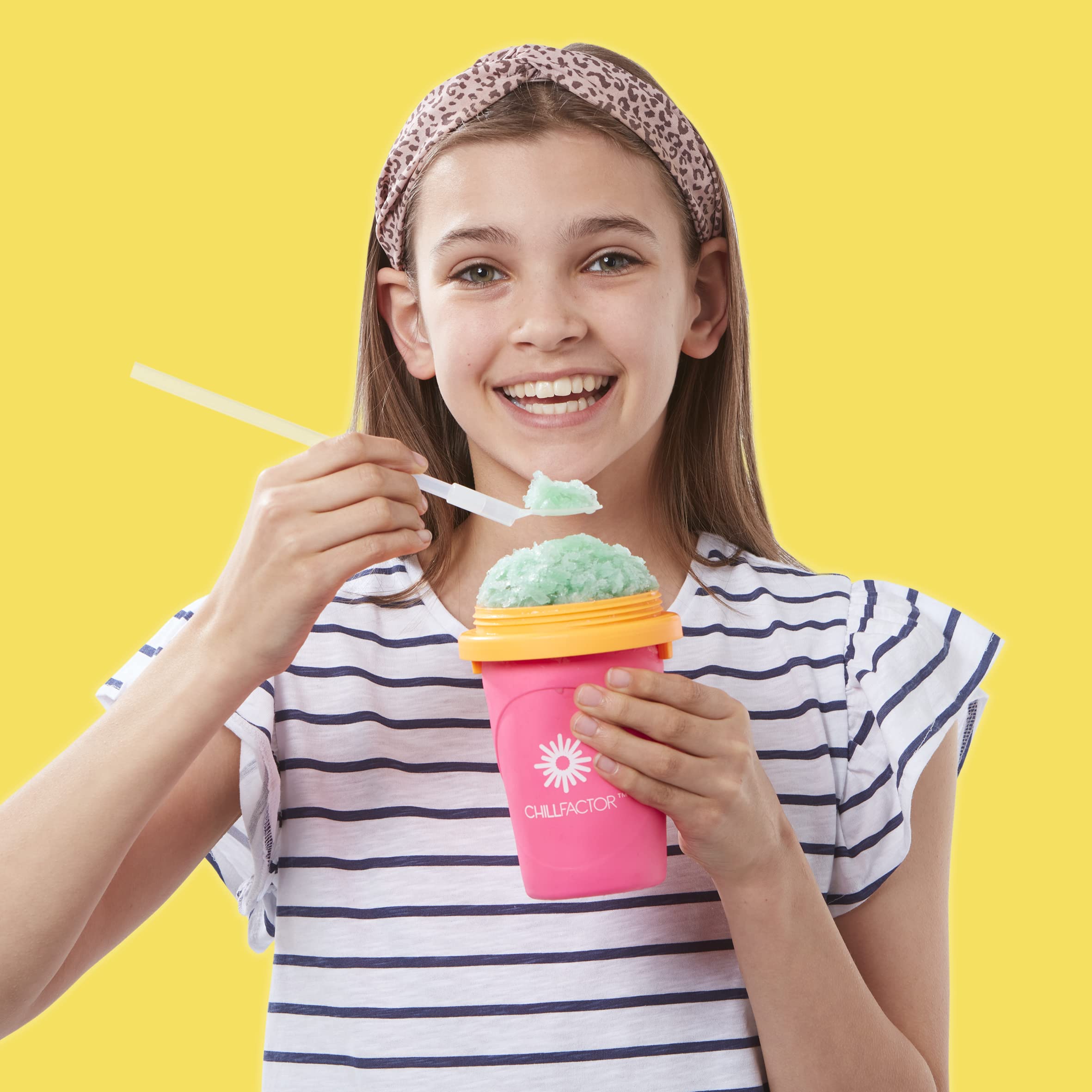 ChillFactor Slushy Maker Cup - Reusable DIY Slushie Maker for Kids & Adults, Neon Pink Frozen Drink Maker, Perfect for Summer Parties, Poolside Treats & Family Fun