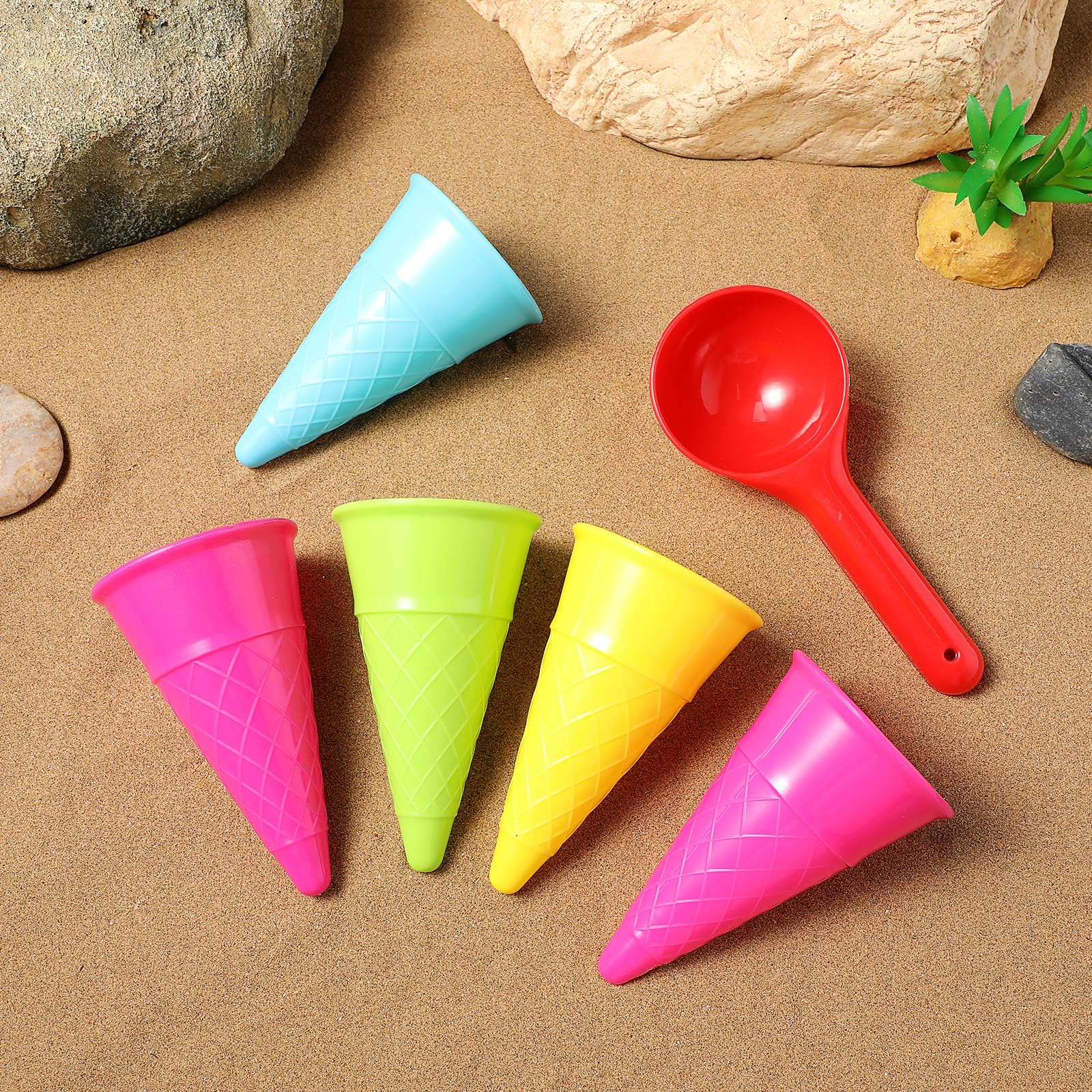 6pcs Kids Beach Toys Set - Sand Scoop & Ice Cream Cones for Outdoor Play