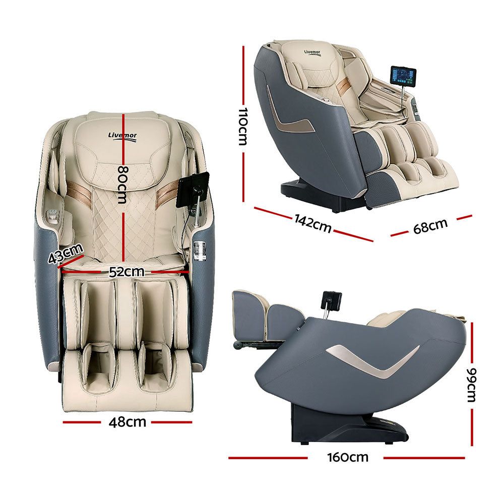 Livemor 3D Opal Electric Massage Chair Recliner - Full Body Shiatsu Massager with Heat Therapy for Home, Office & Relaxation - Perfect for Stress Relief & Muscle Recovery