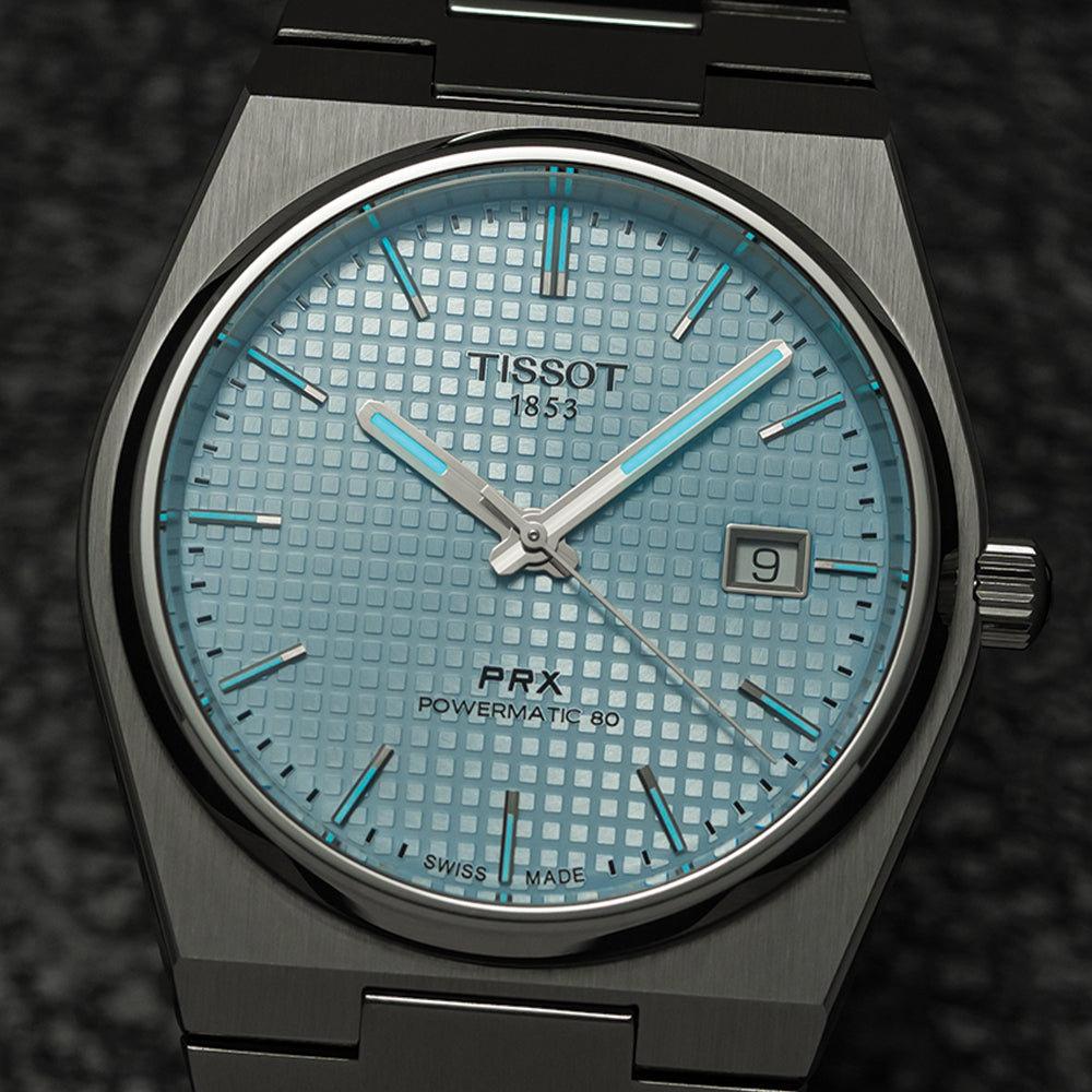 Tissot PRX Powermatic 80 Automatic Watch - 40mm Ice Blue Dial with Stainless Steel Bracelet | Swiss Made Luxury Timepiece for Men | Perfect for Business, Casual & Formal Occasions