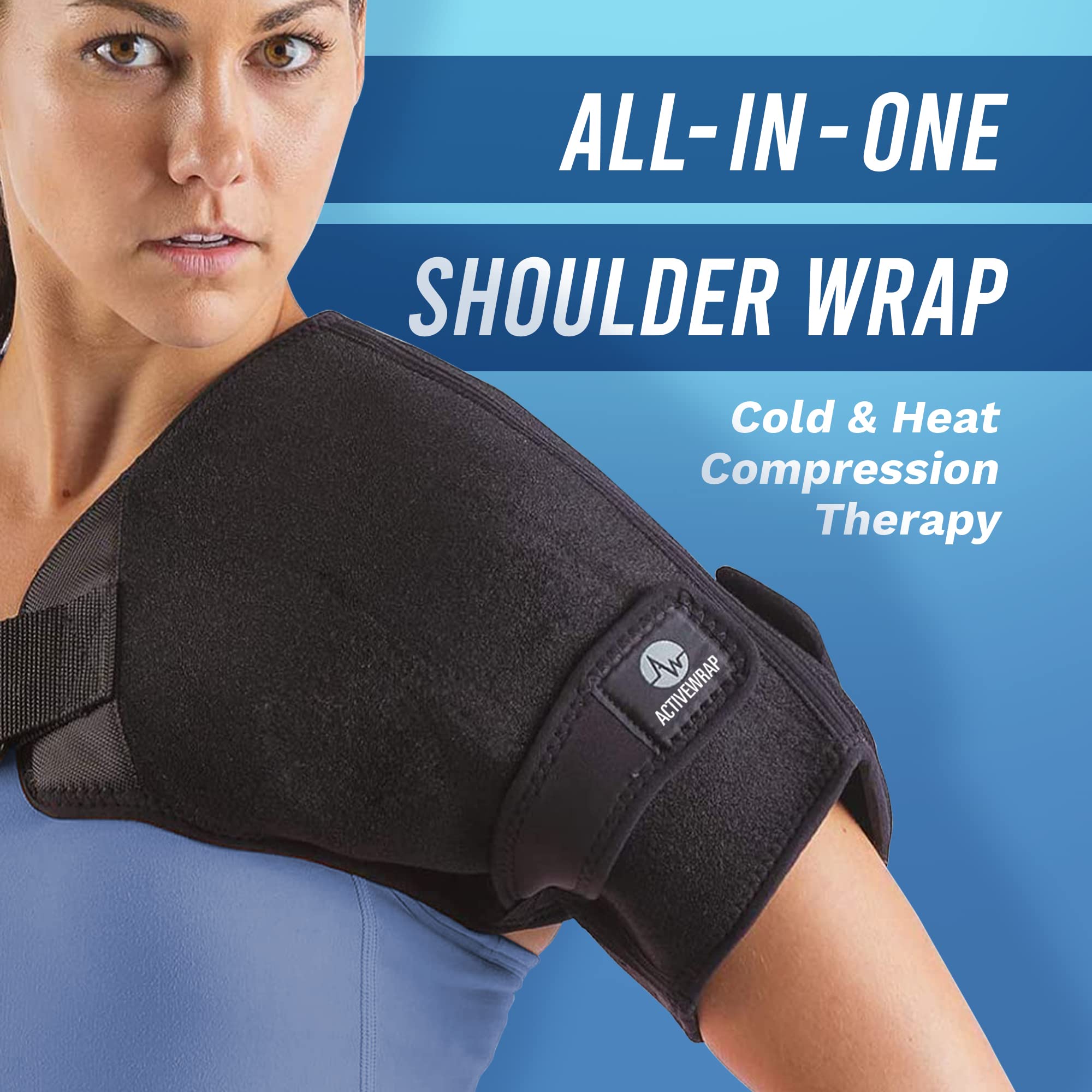 ActiveWrap Shoulder Ice Pack Wrap Set with 4 Reusable Gel Ice Packs - Pain Relief for Rotator Cuff, Arthritis & Sports Injuries - Perfect for Post-Workout Recovery, Physical Therapy & Injury Rehabilitation