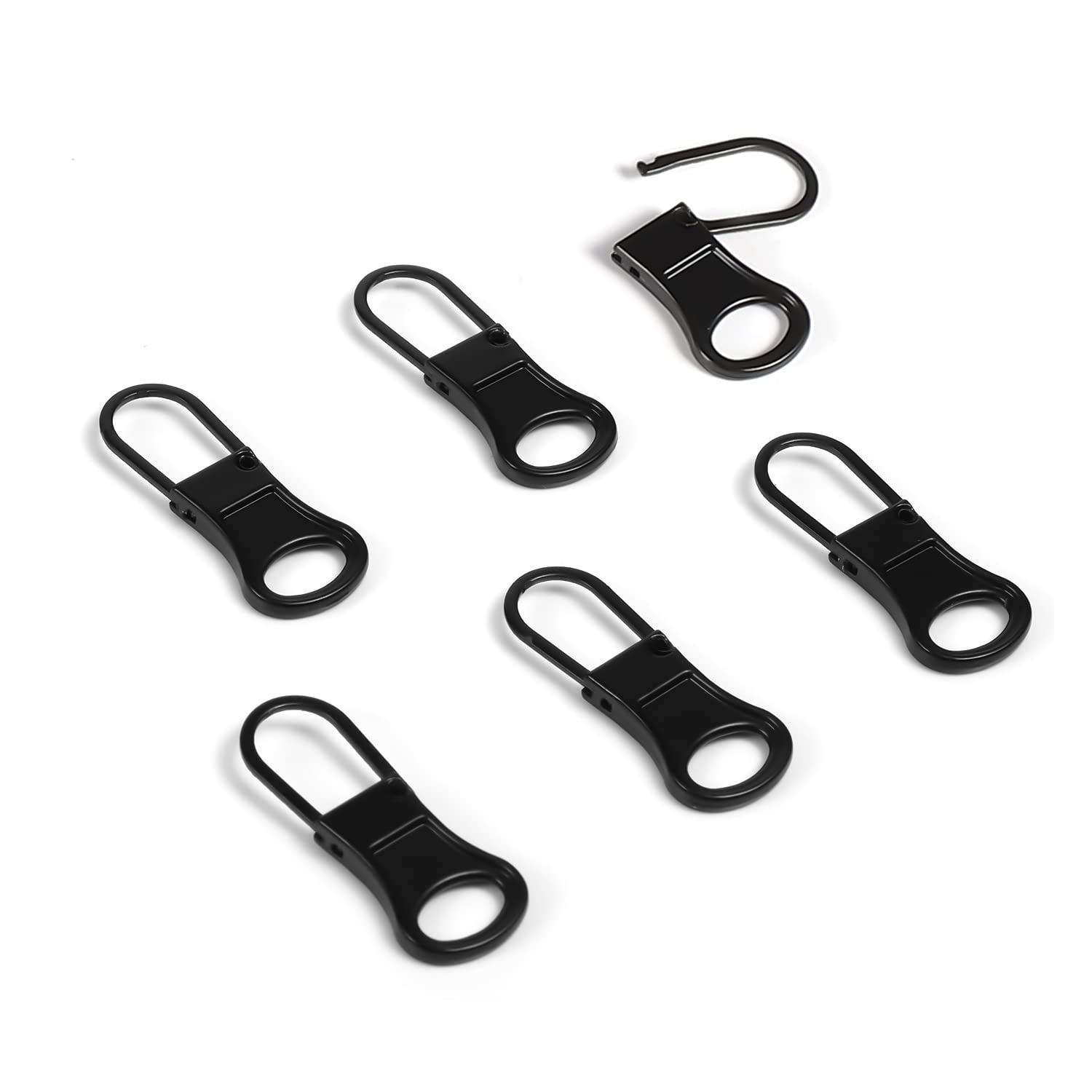 6-Piece Zipper Pull Replacement Kit - Detachable Zipper Sliders for Jackets, Pants, Coats, Shoes, Suitcases & Backpacks - Durable Zipper Repair Accessories (Black) - Perfect for Outdoor Gear, Travel Luggage & Clothing Repairs