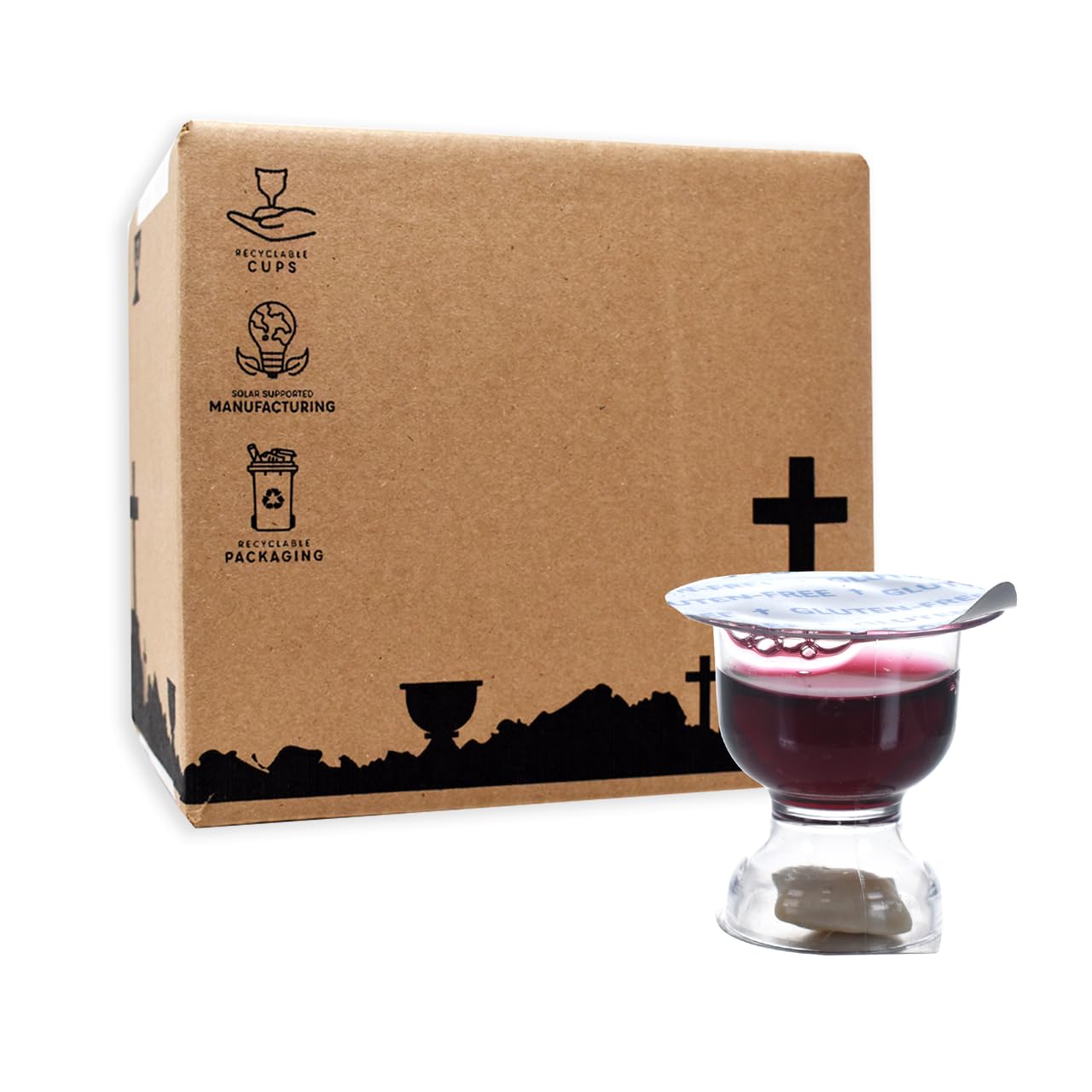 Gluten-Free Pre-Filled Disposable Communion Cups with Concord Grape Juice & Bread - Pack of 200 for Church Services, Home Worship & Religious Ceremonies - Free Shipping
