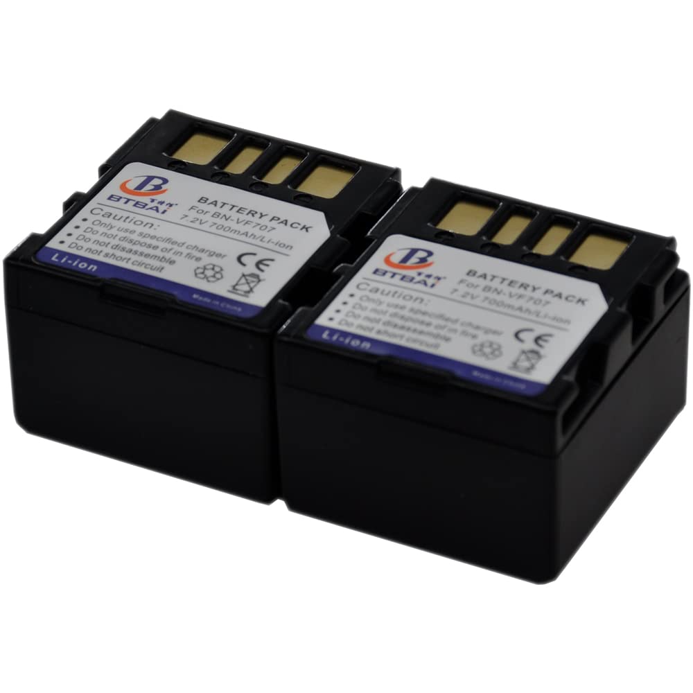 2X BN-VF707U Camcorder Battery + USB Charger for JVC GR-D370U VF707 VF714U D270U D250U D350U - Perfect for Travel, Vlogging & Outdoor Video Recording