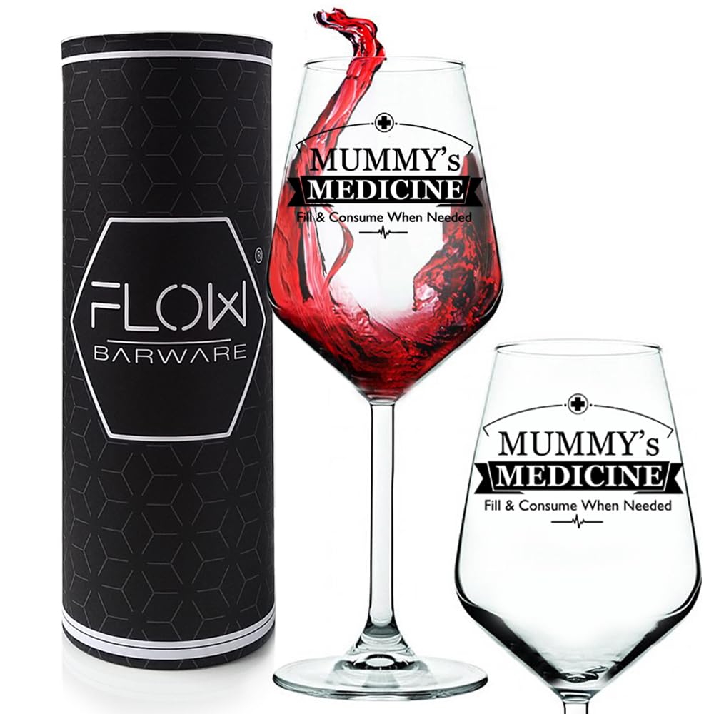 Flow Barware Wine Glass Gift Set for Mom - Fun Novelty Drinking Glass for Women, Perfect Birthday or Mother's Day Present - Ideal for Wine Tasting, Parties, and Special Celebrations