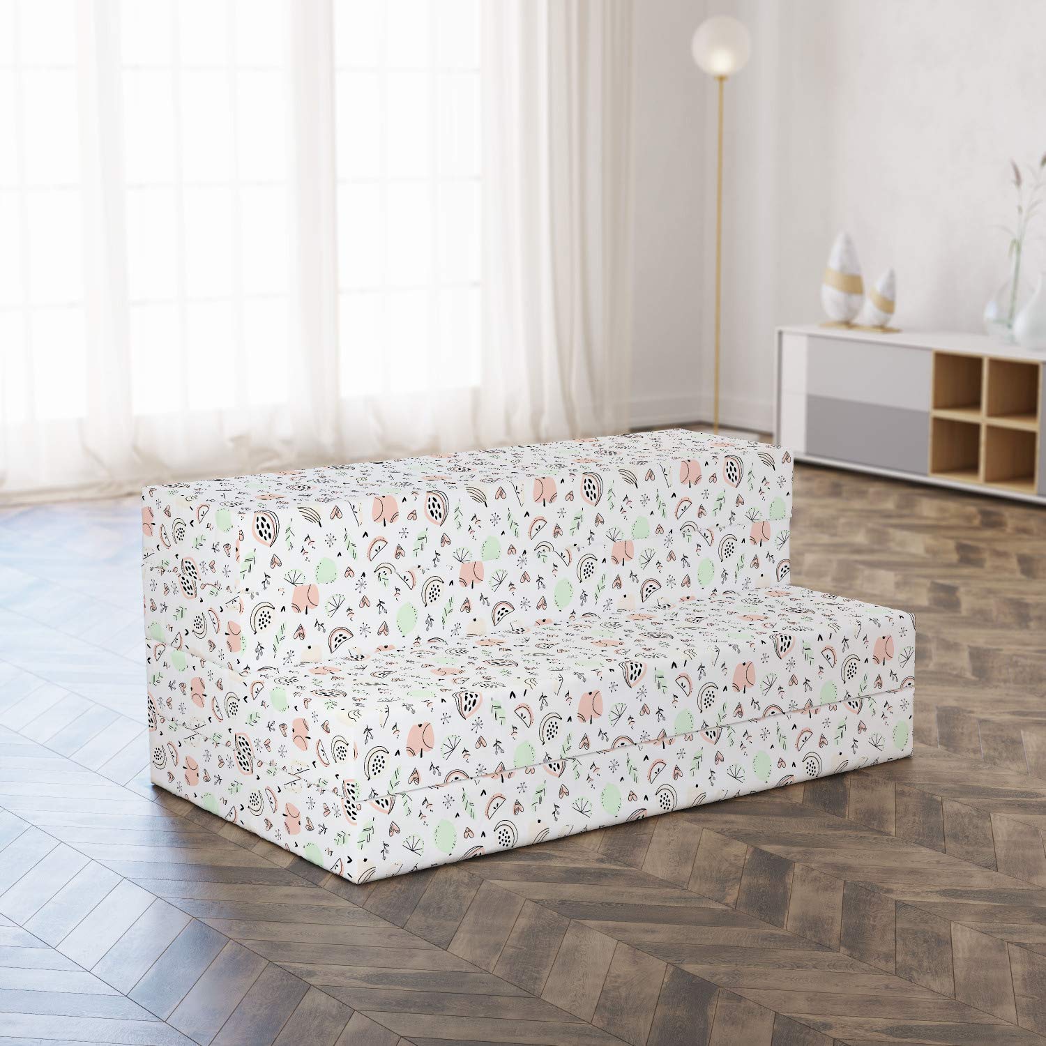 Ambesonne Fruit Print Foldable Mattress - Soft Toned Apples & Lemons Design, 78.7