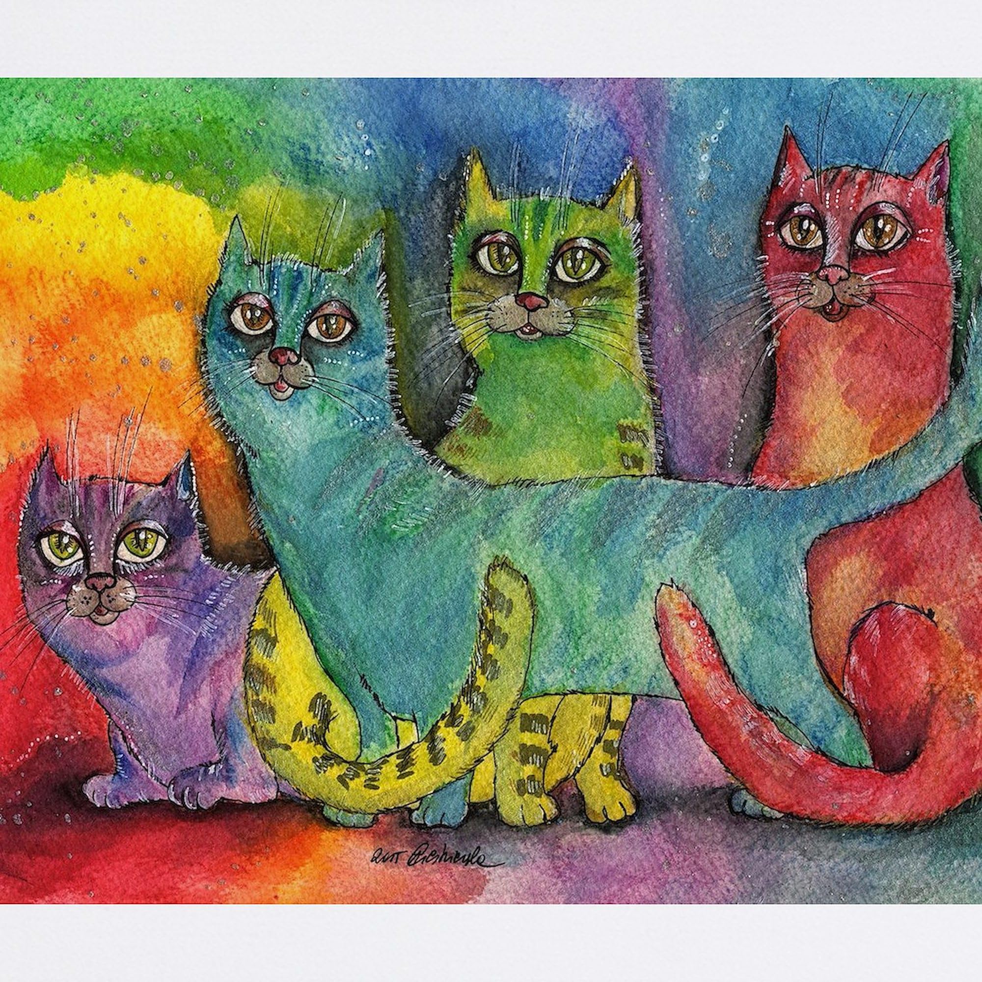 Non-Slip Rubber Gaming Mouse Pad with Rainbow Cats Design - Perfect for Office, Home & Gaming Setup | CafePress