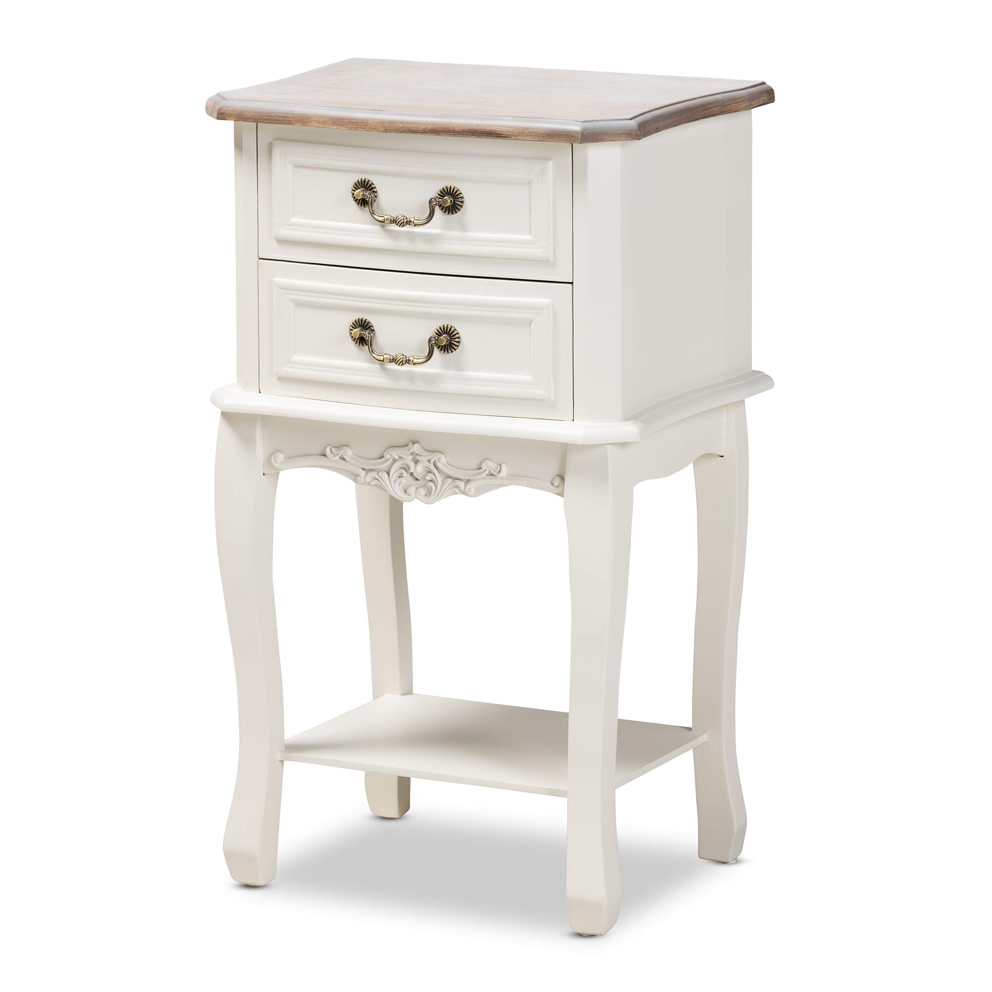 Baxton Studio Modern Nightstand with White Oak Finish - Stylish Bedside Table for Bedroom, Living Room, or Guest Room