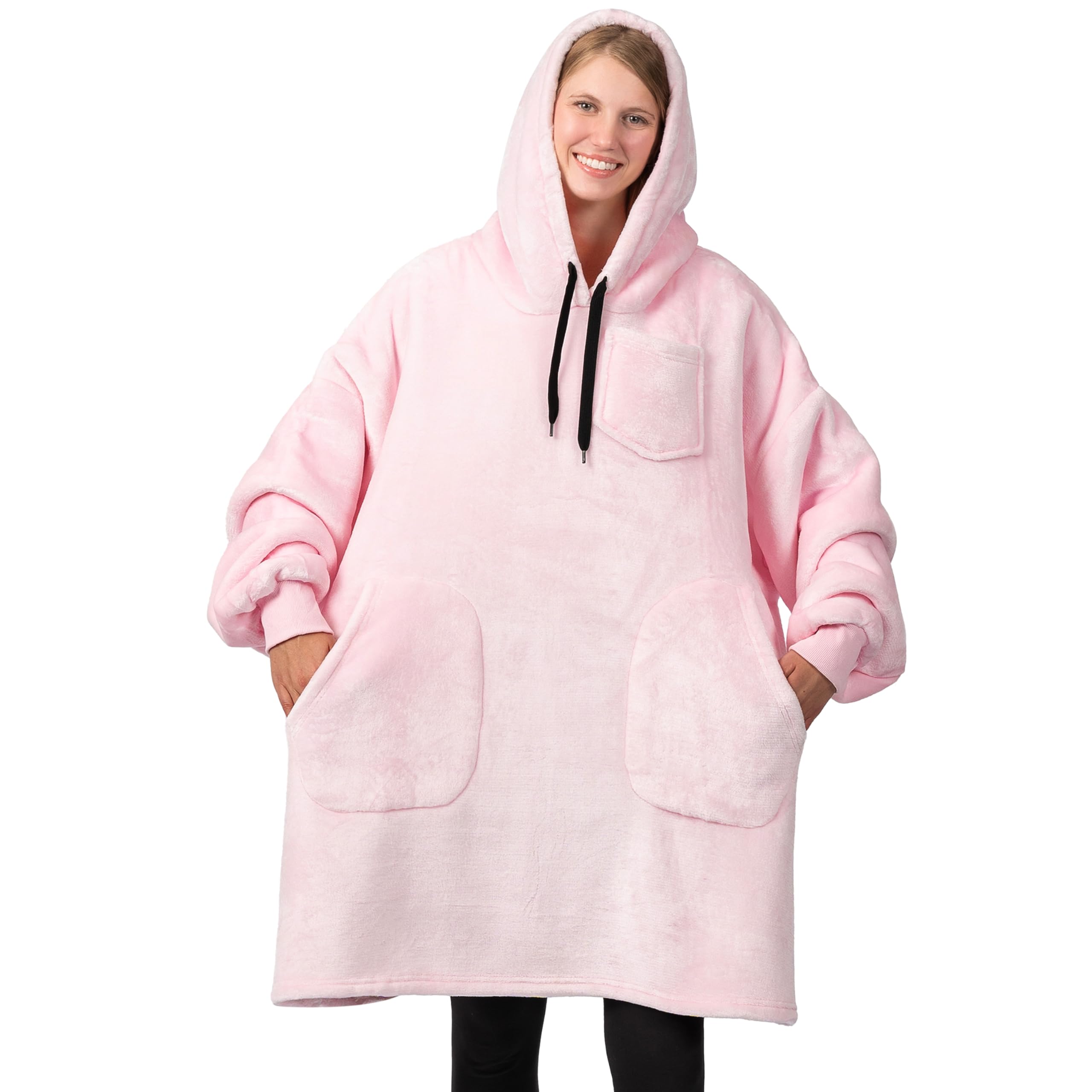 PAVILIA Women's Sherpa Wearable Blanket Hoodie - Oversized Fleece Hooded Sweatshirt for Men & Women | Cozy Lounge Wear for Netflix, Camping & Home Relaxation