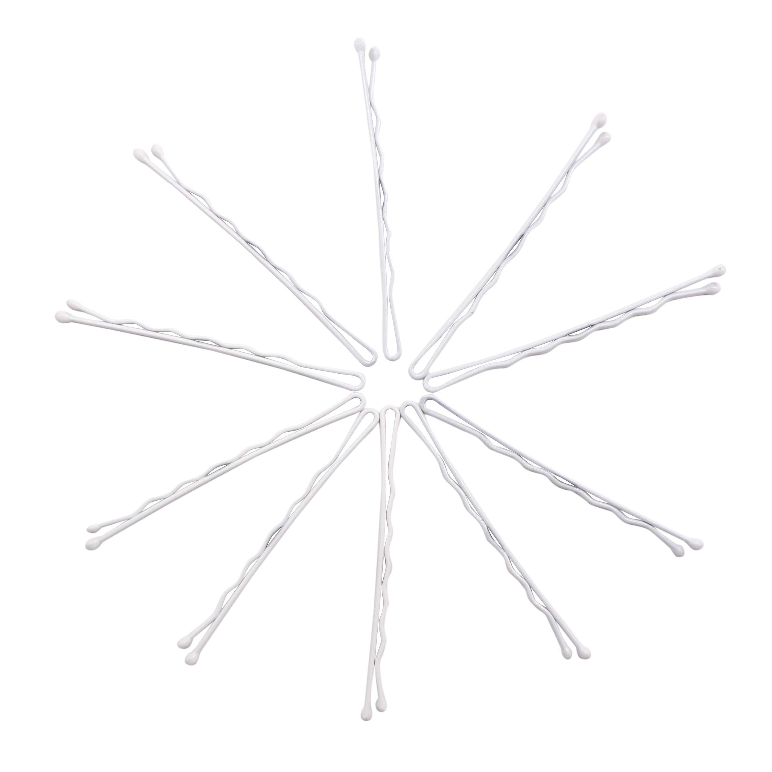 Dofash 5Waves Bobby Pins - 60 Count White & Gray Hairpins for Women (5CM/2IN) | Decorative Hair Accessories for Wedding, Party & Everyday Styling