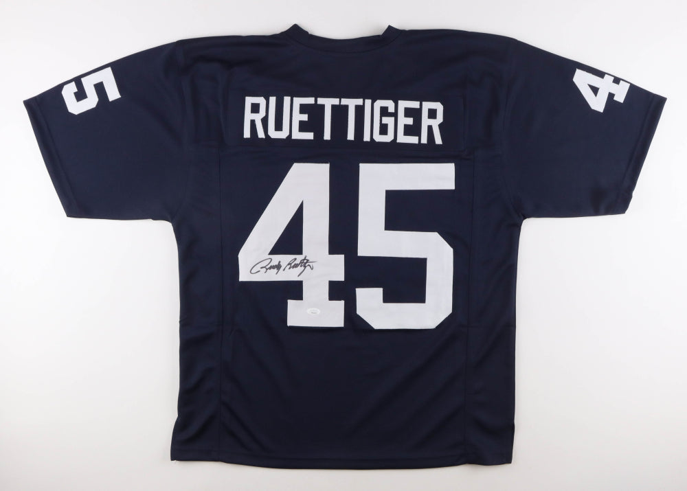 Authentic Rudy Ruettiger Signed Notre Dame Blue #45 Throwback Jersey - Collectible Memorabilia for Sports Fans & Inspirational Gift Idea