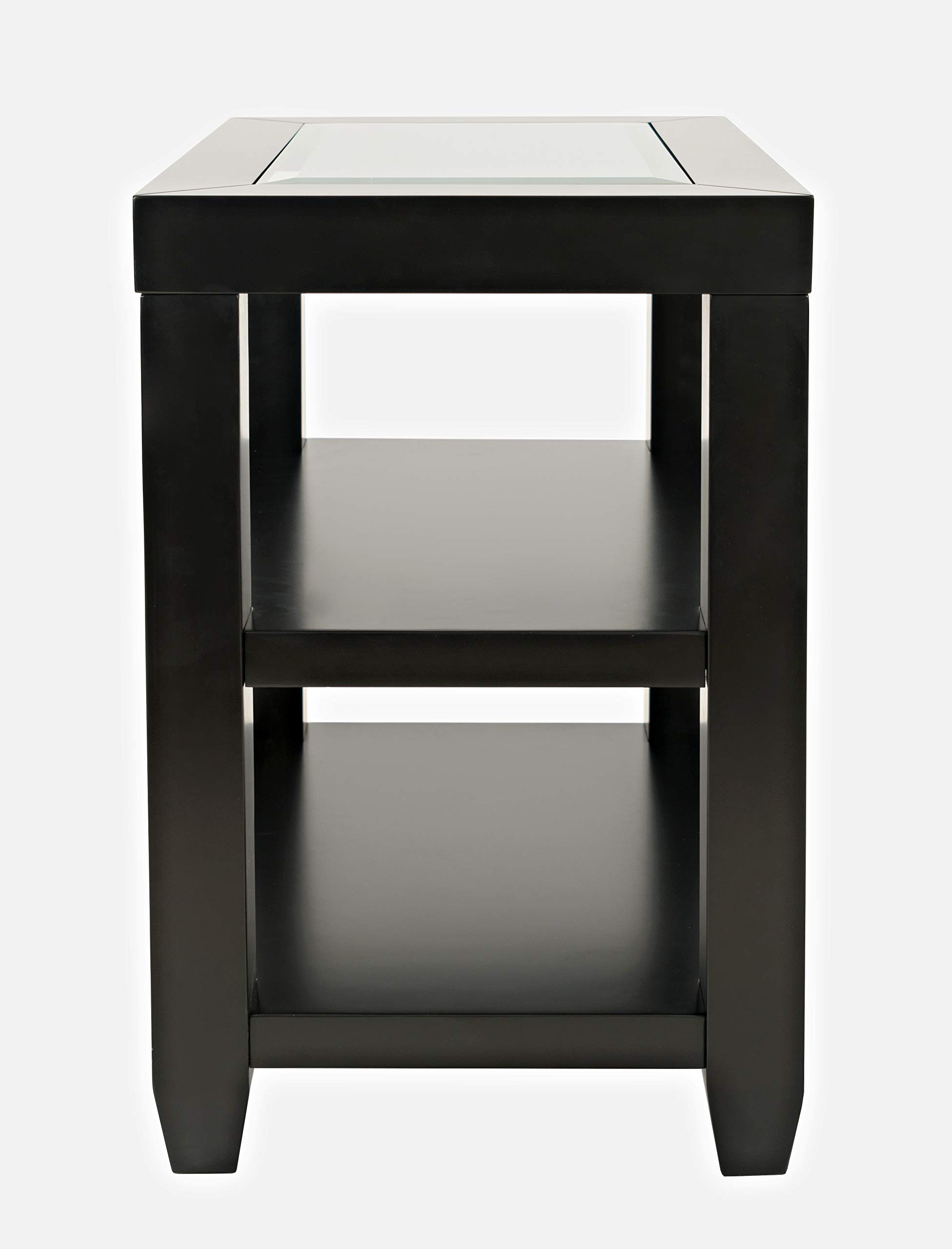 Jofran Inc. Urban Icon Glass Inlay Chair Side End Table with Storage Shelf - Modern Accent Table for Living Room, Bedroom & Office Use