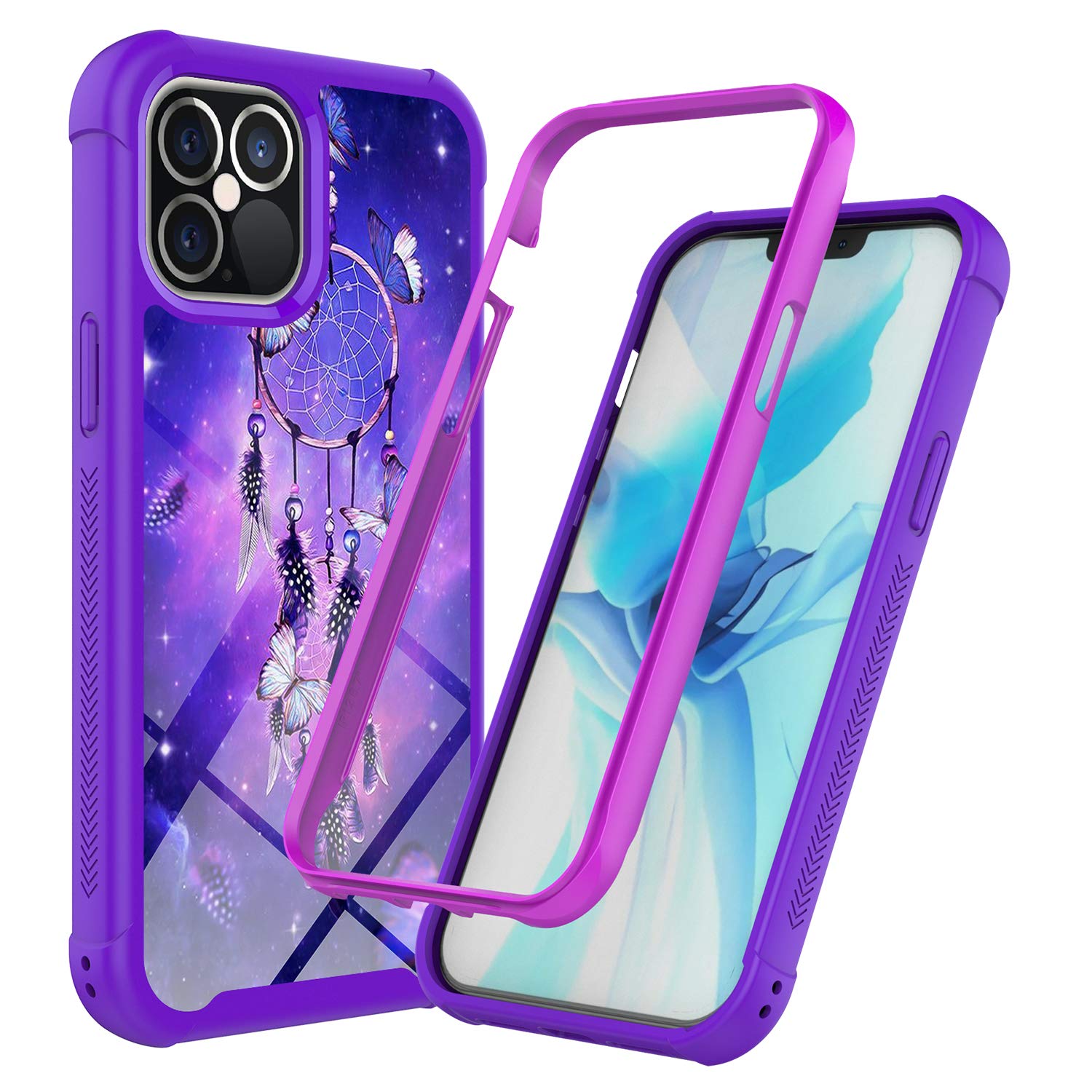 iPhone 12 Pro Max Case 6.7 Inch - Rosebono Hybrid IMD Design, Anti-Scratch Silicone Cover with Fashion Graphic (Dream Catcher) - Perfect for Daily Protection & Style Enhancement