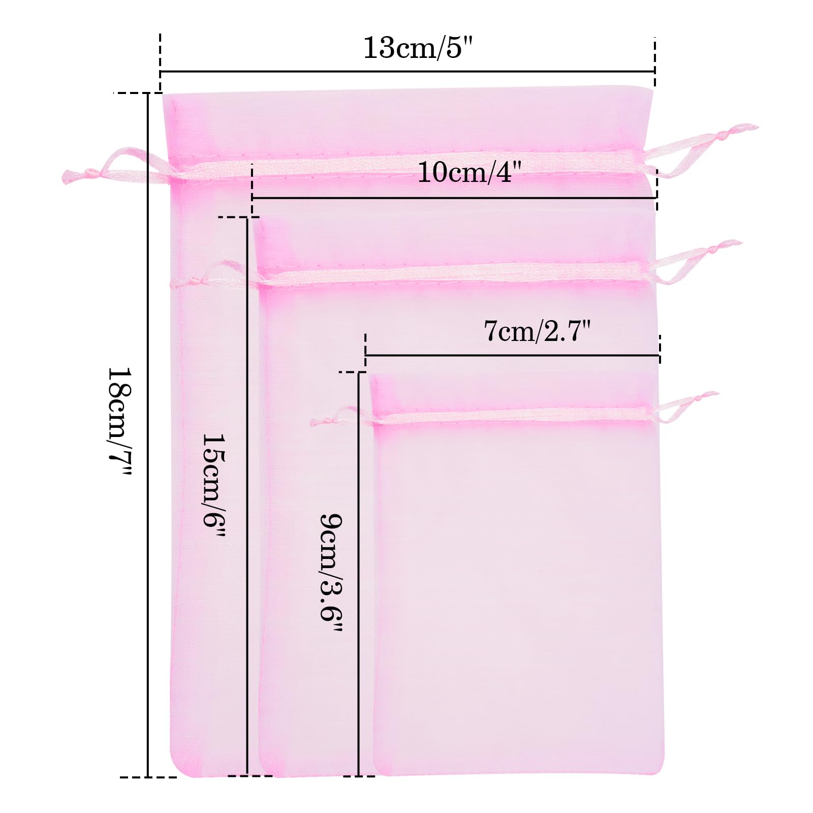 50Pcs 4x6 Inch Pink Organza Drawstring Gift Bags - Sheer Jewelry Pouches for Party Favors, Valentine's Day, Weddings | Perfect for Packaging Jewelry, Makeup, Candies & Festival Gifts