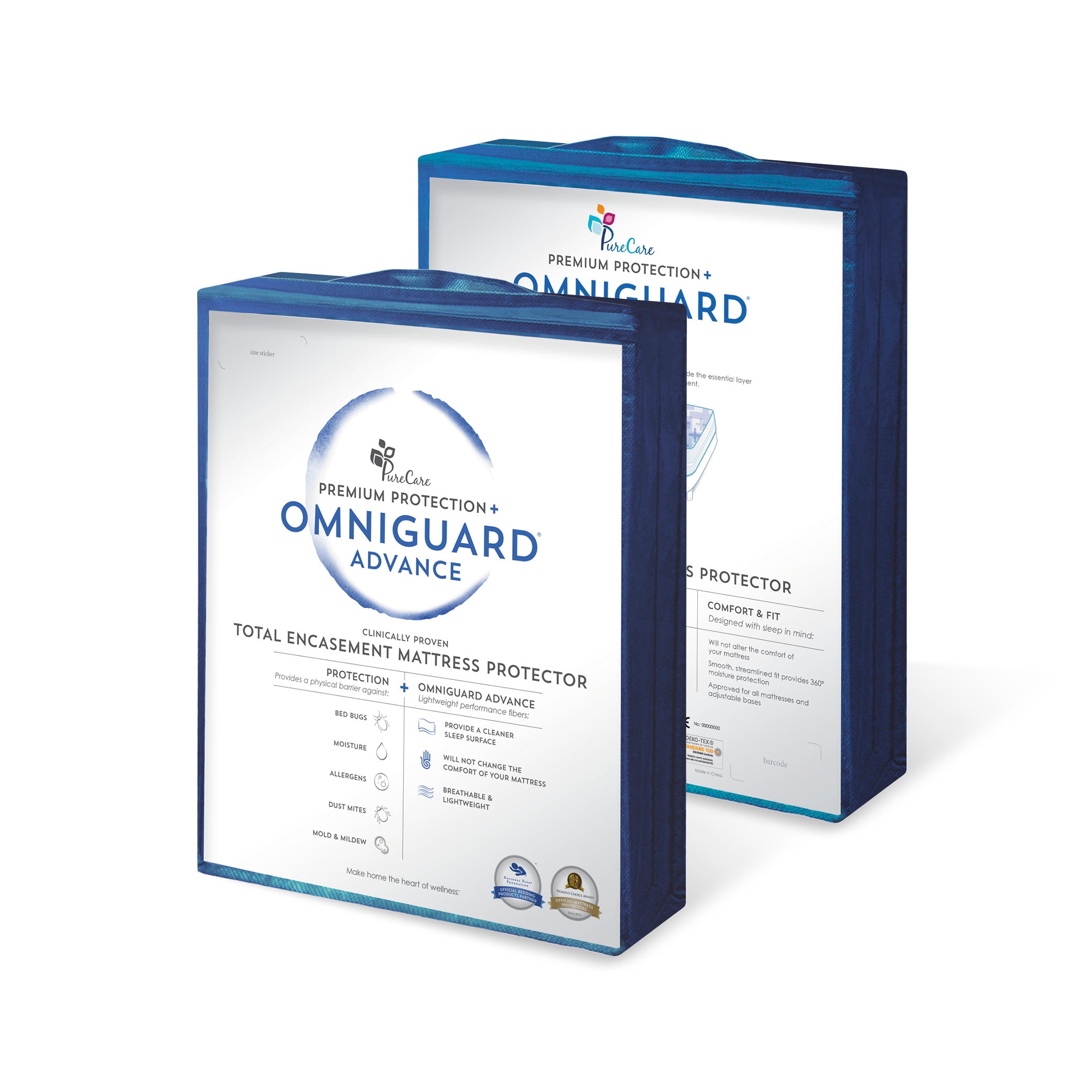 PureCare OmniGuard Total Mattress Protector - Waterproof, Hypoallergenic, Queen Size Bed Cover - Perfect for Allergy Relief, Spill Protection & Enhanced Sleep Comfort