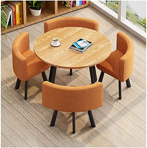 AURAW Small Round Coffee Table - Solid Wood Office Table, Reception Desk, Dining Table for 4, Living Room & Balcony Furniture - Perfect for Meetings, Negotiations & Home Decor (Orange)