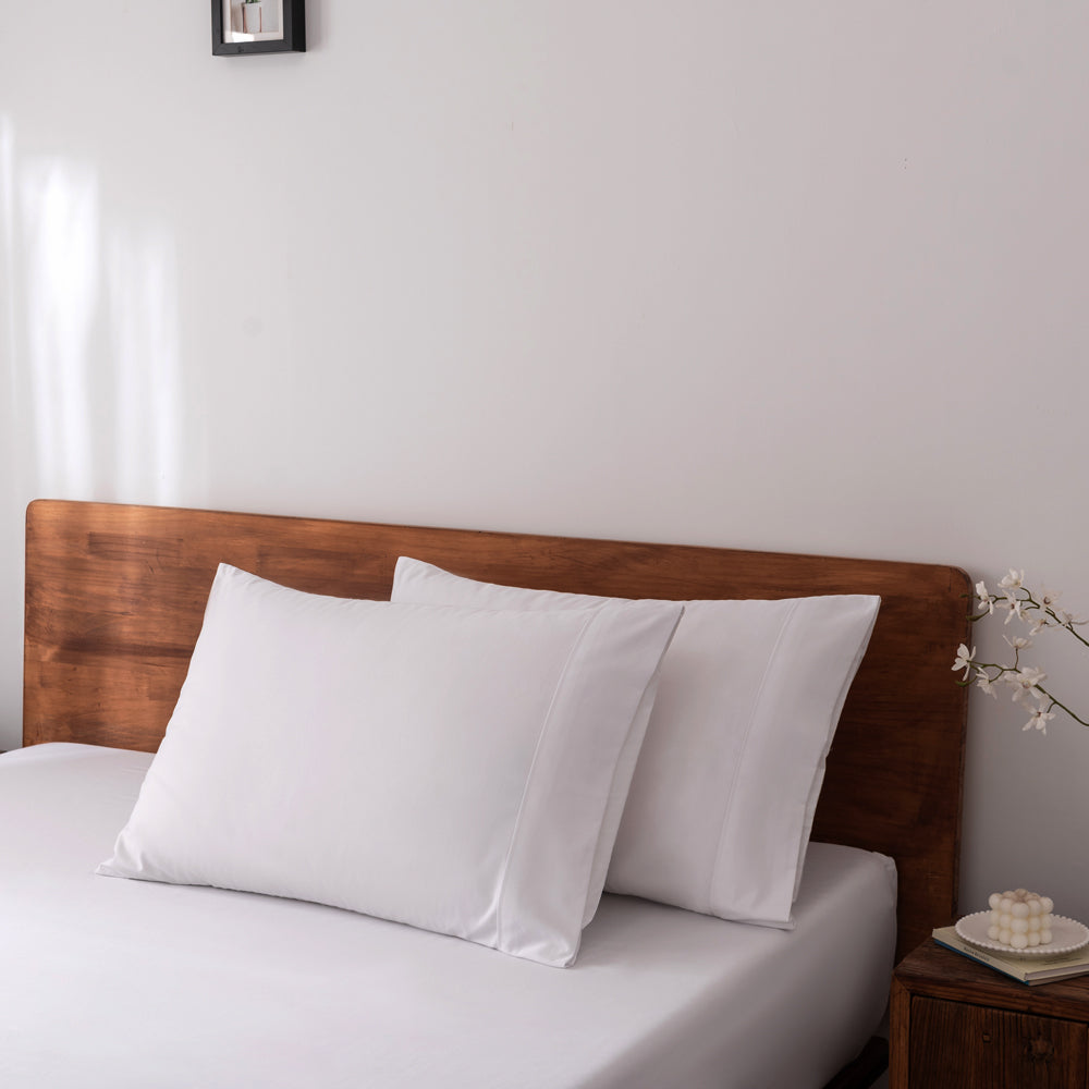 Premium 400 Thread Count Casey Cotton Sheet Set - Queen Size (50cm) - Soft & Breathable White Bed Sheets for Comfortable Sleep - Perfect for Home, Hotel, and Guest Room Use