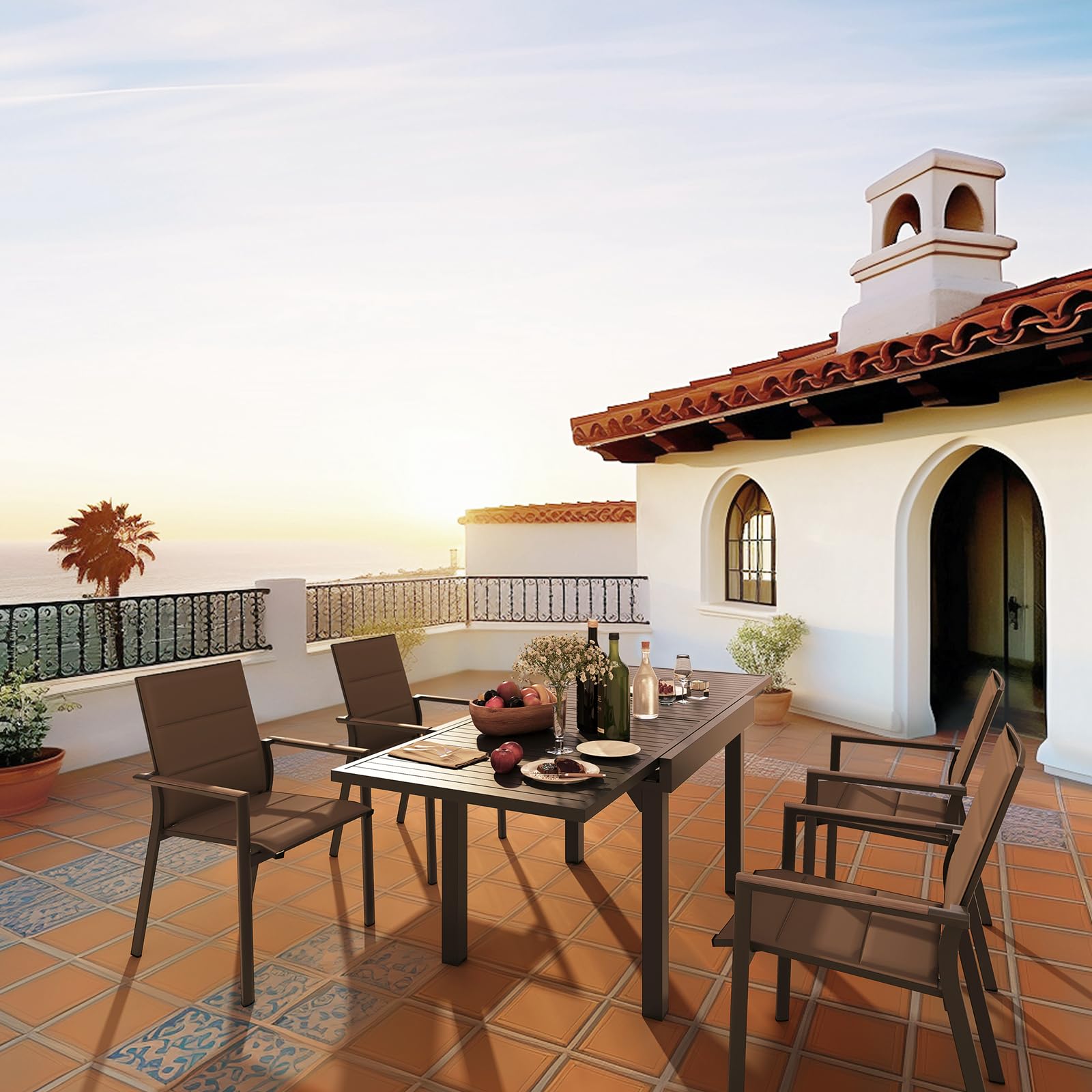 Modern Expandable Aluminum Outdoor Dining Table 42