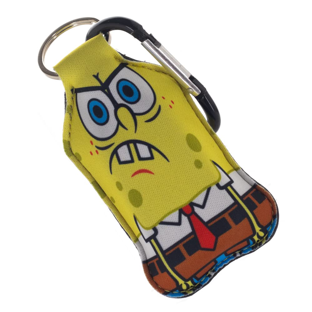 SpongeBob Keychain with Hand Sanitizer Holder - Cute Cartoon Character Keyring for Backpacks, Purses & Travel Accessories - Perfect for Kids, Fans & Daily Hygiene On-The-Go