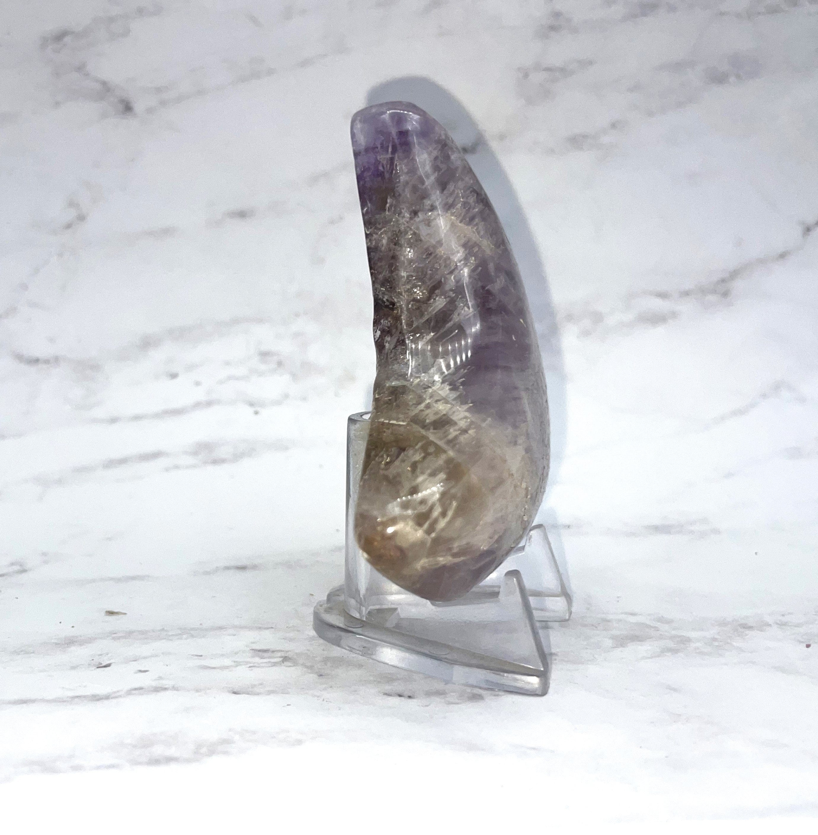 Natural Ametrine Moon Carving - Healing Crystal for Meditation, Yoga & Spiritual Decor - Perfect for Home, Office & Gift Giving