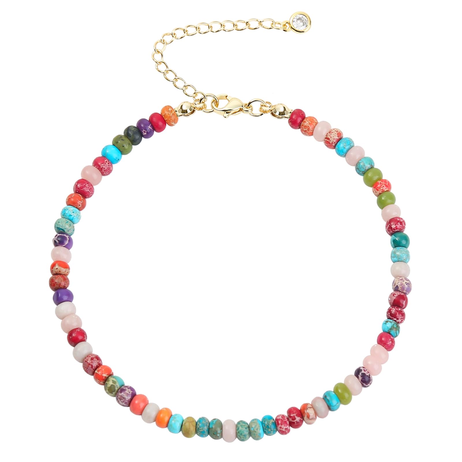 Handmade Natural Stone Beaded Anklet Bracelet for Women - Adjustable Waterproof Boho Ankle Jewelry - Perfect for Summer, Beach, and Festival Outfits