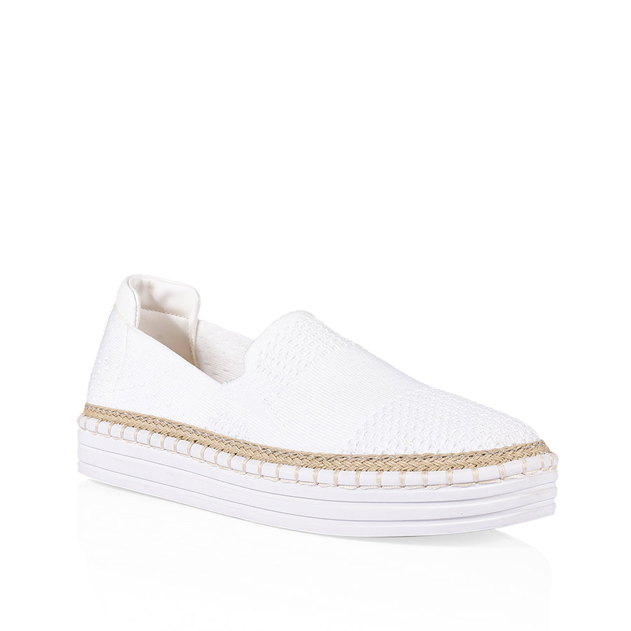 Comfortable Women's Queen Slip On Sneakers - Breathable White Knit Casual Shoes for Walking, Travel & Everyday Wear