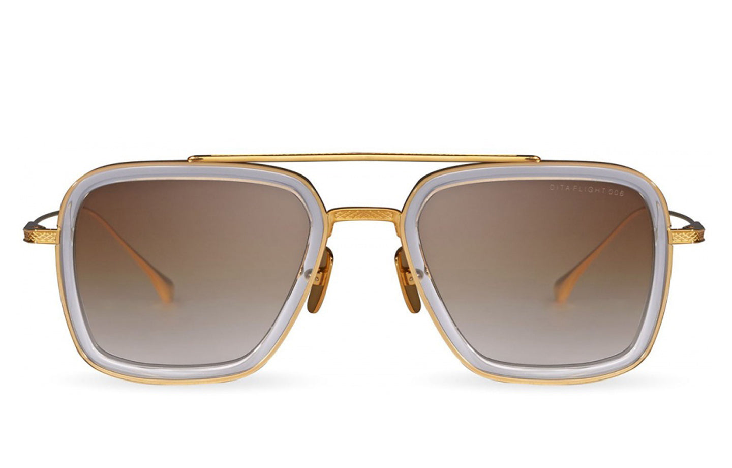 Dita Flight 006 LA Aviator Sunglasses - Clear Gold Frame with UV Protection - Perfect for Driving, Travel & Outdoor Activities