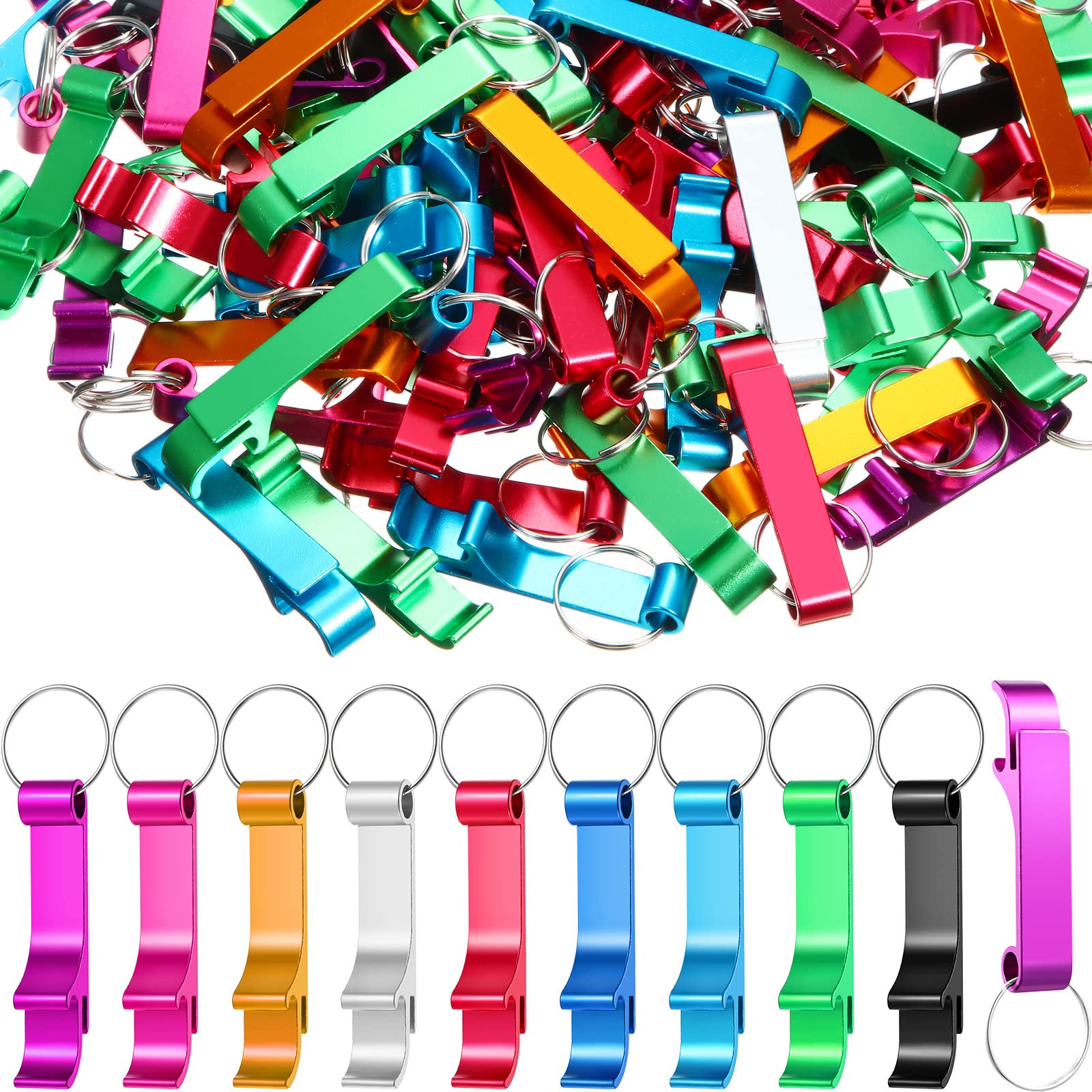 180-Piece Colorful Bottle Opener Keychain Set - Durable Metal Beer & Beverage Can Opener - Aluminum Party Favors for Men & Women - Perfect for Bars, BBQs, Camping & Gifts