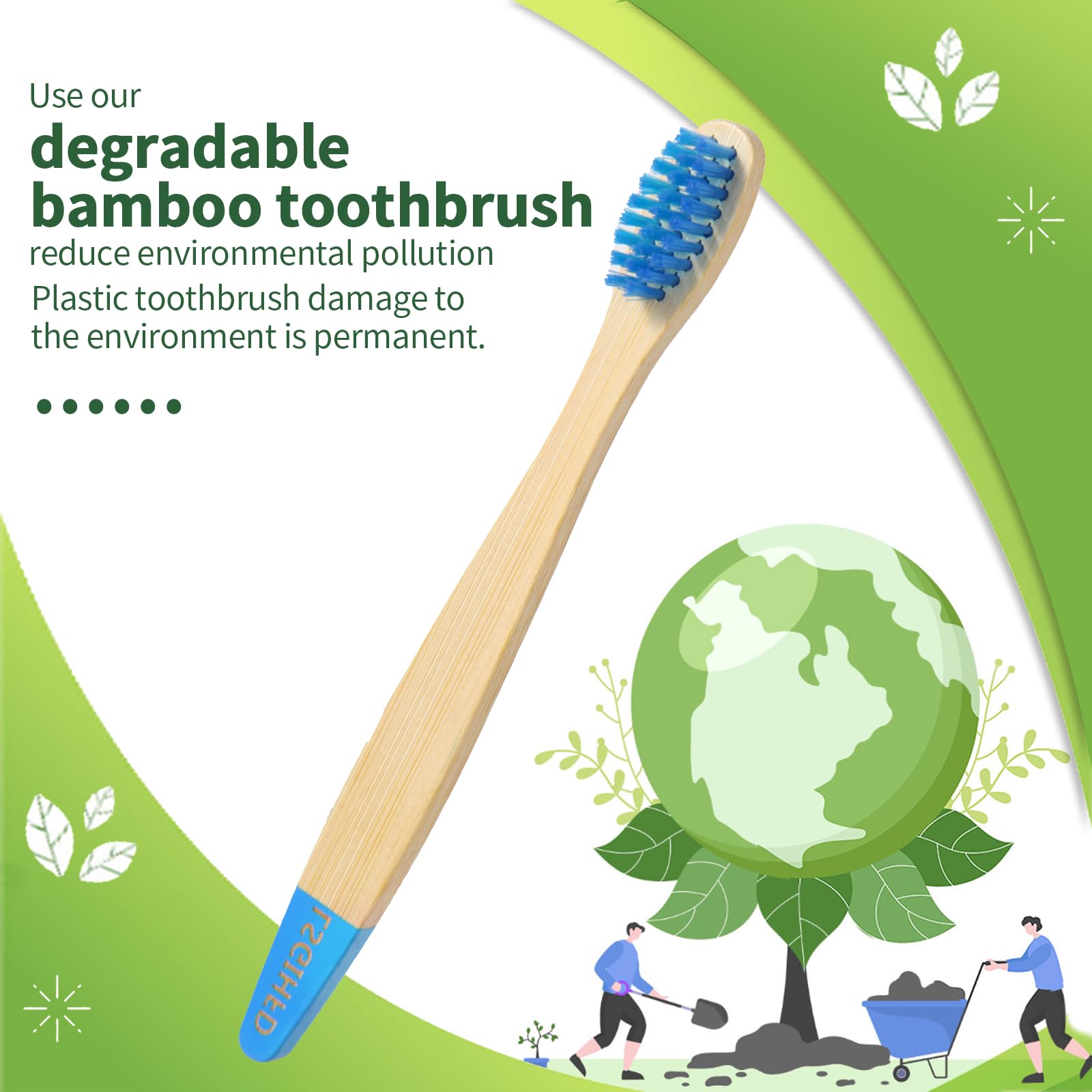 Eco-Friendly Bamboo Kids Toothbrushes 6 Pack - BPA Free Soft Bristles, Natural Biodegradable Toothbrushes for Toddlers & Babies | Gentle Dental Care for Home, Travel & Eco-Conscious Families