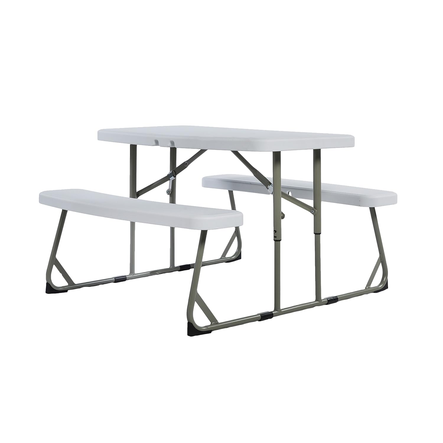Flash Furniture Paige Easy-Fold Kids Outdoor Picnic Table and Benches Set - Durable Commercial-Grade Folding Plastic Play Table for Toddlers Ages 2-5 - White - Perfect for Daycare, Preschool, Backyard, and Park Use