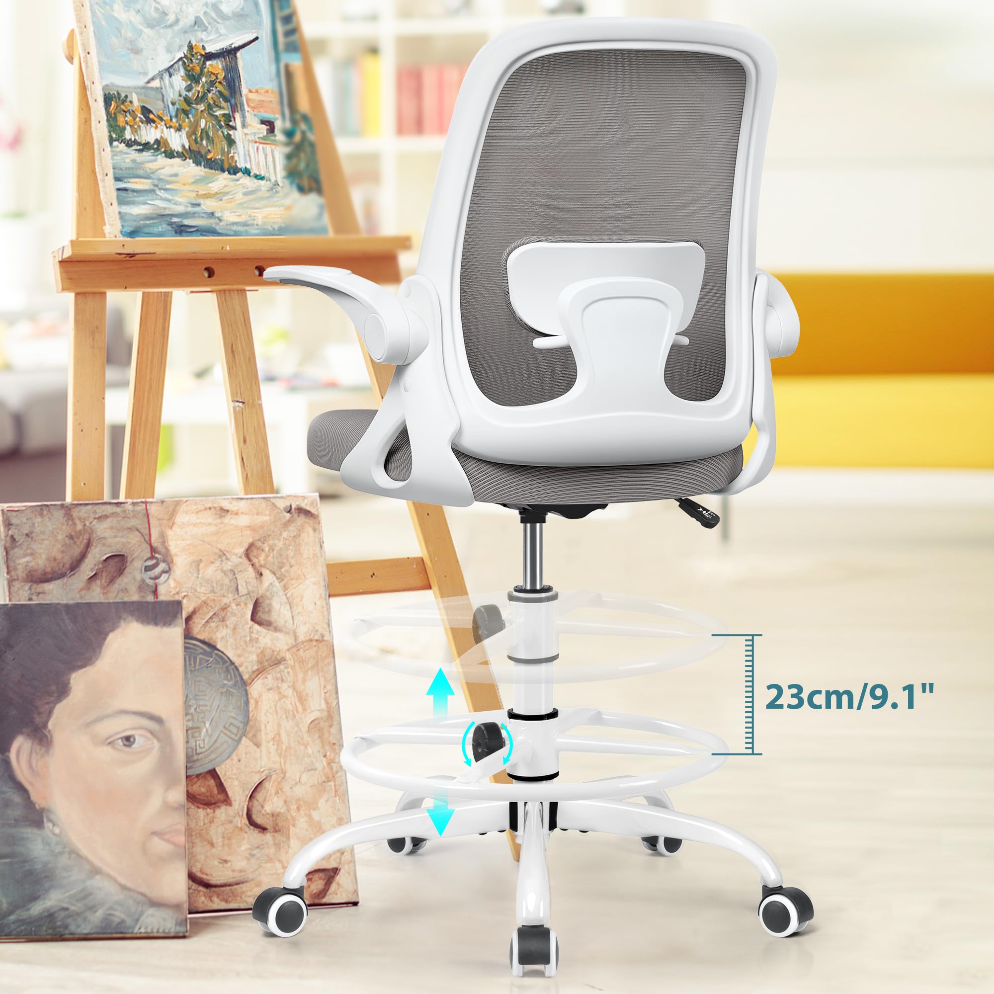 Ergonomic Office Chair with Lumbar Support & Flip-Up Arms - Breathable Mesh Computer Desk Chair with Adjustable Height (4